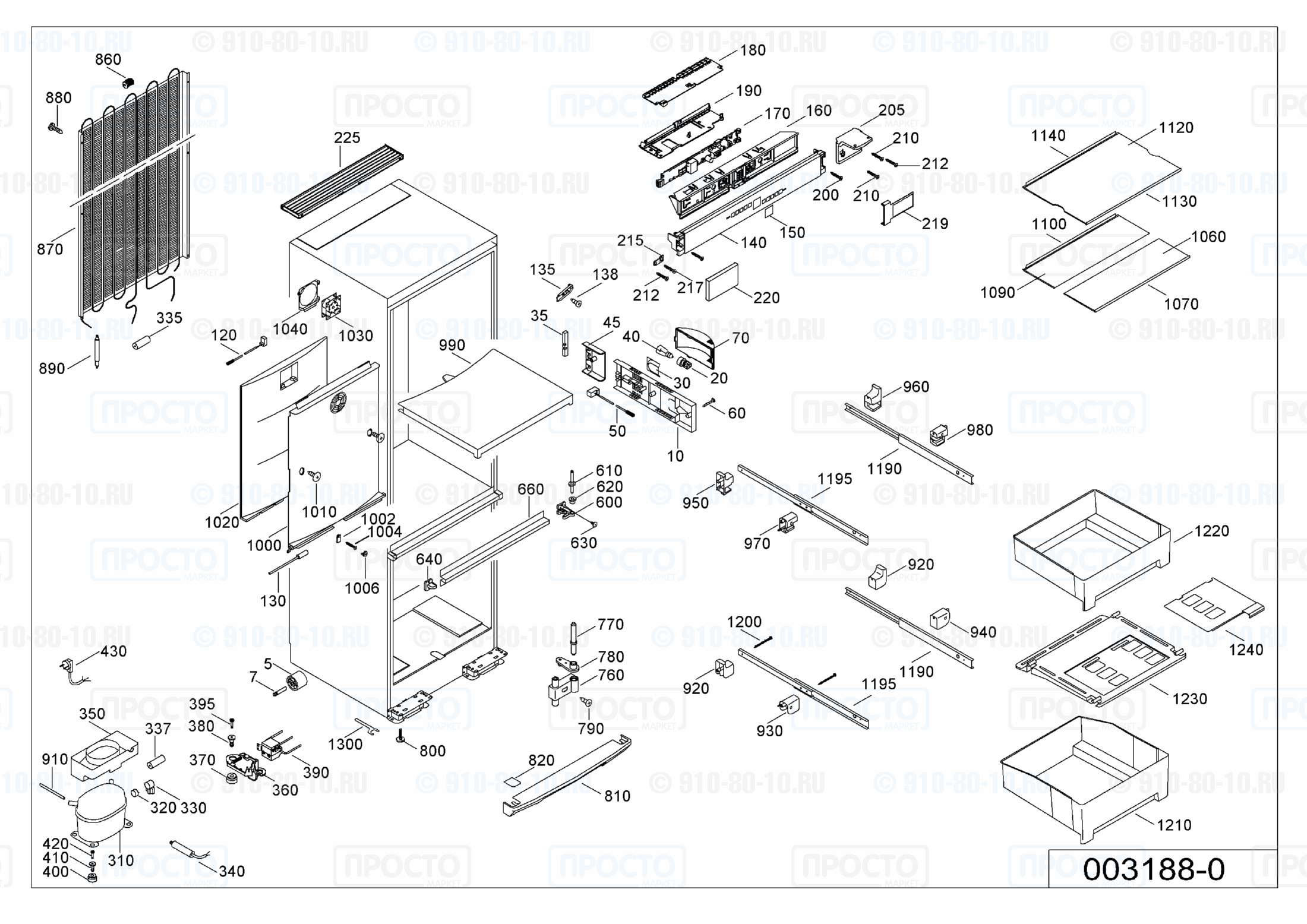 Взрыв-схема запчастей холодильника Liebherr CBesf 4006-20