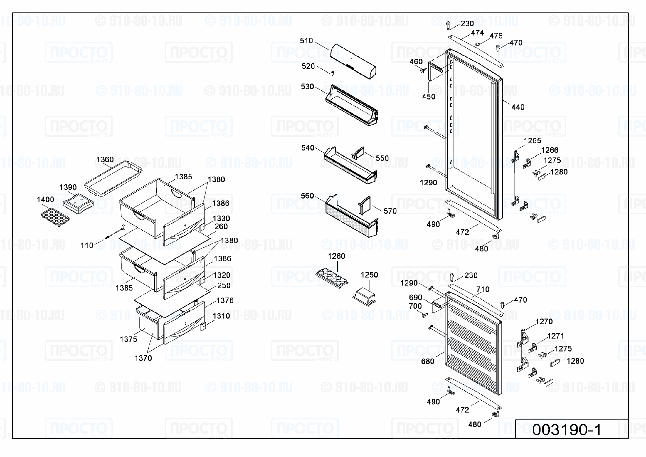 Взрыв-схема холодильника Liebherr CBesf 4006-20