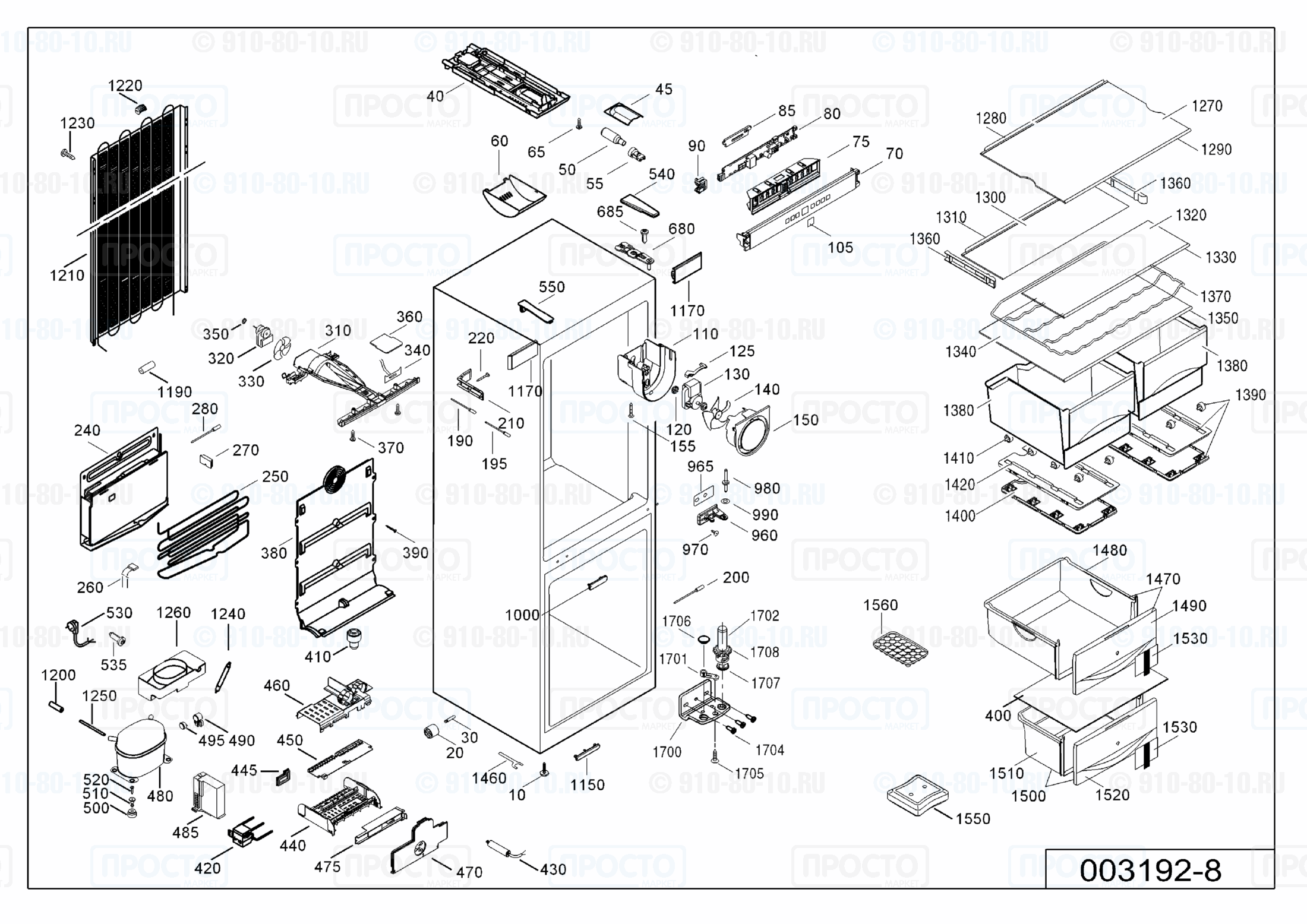 Взрыв-схема холодильника Liebherr CNP 3913-20