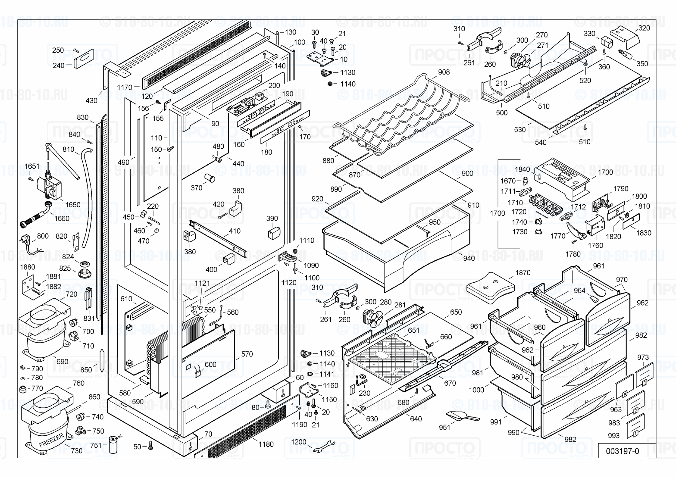 Взрыв-схема запчастей холодильника Liebherr KEKNv 5056-26F