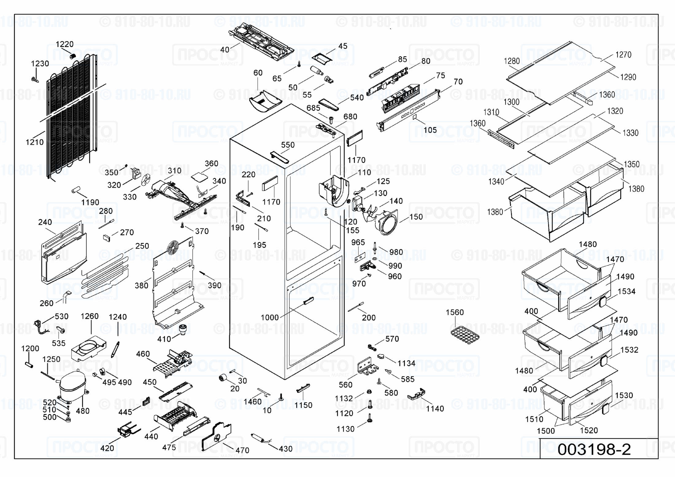 Взрыв-схема запчастей холодильника Liebherr CN 4003-21B