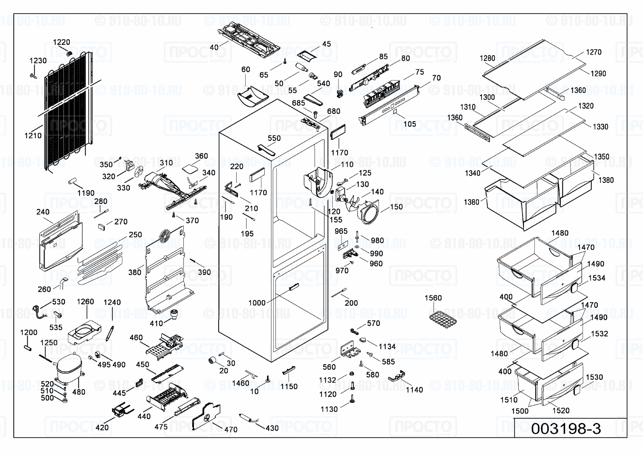 Взрыв-схема запчастей холодильника Liebherr CN 3503-21F