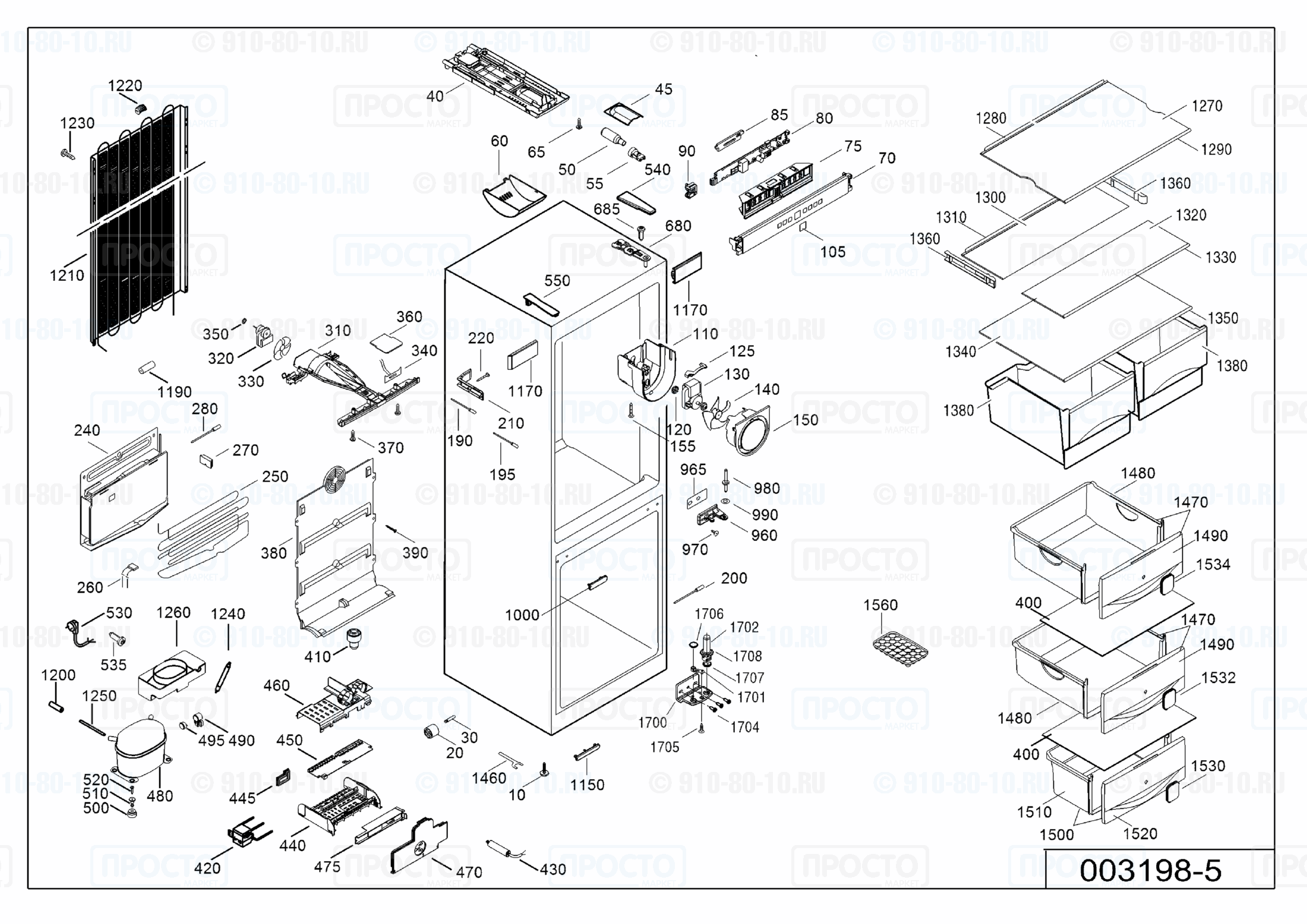 Взрыв-схема запчастей холодильника Liebherr CN 3503-21J