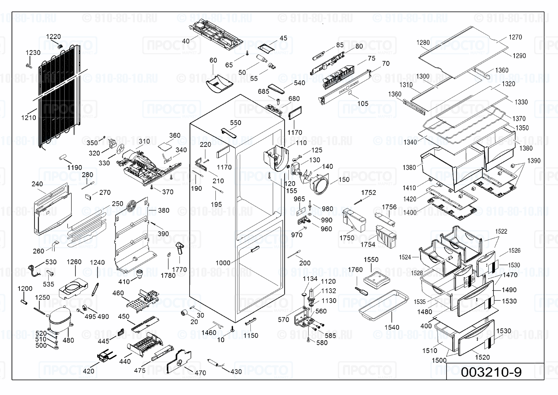Взрыв-схема запчастей холодильника Liebherr CN 4023-21L