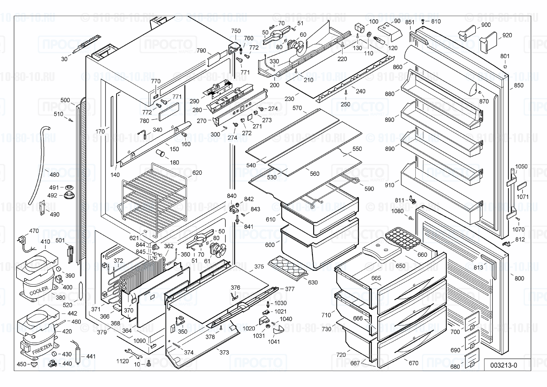 Взрыв-схема запчастей холодильника Liebherr CN 5013-20A