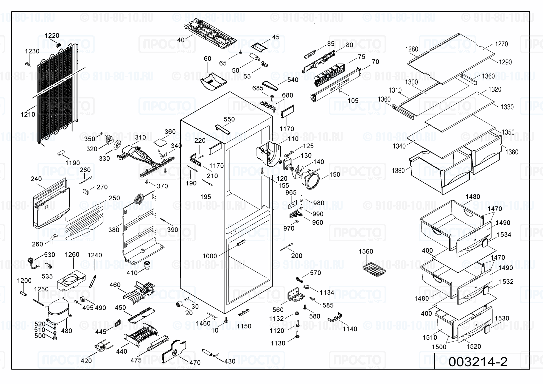 Взрыв-схема запчастей холодильника Liebherr CNesf 4003-21