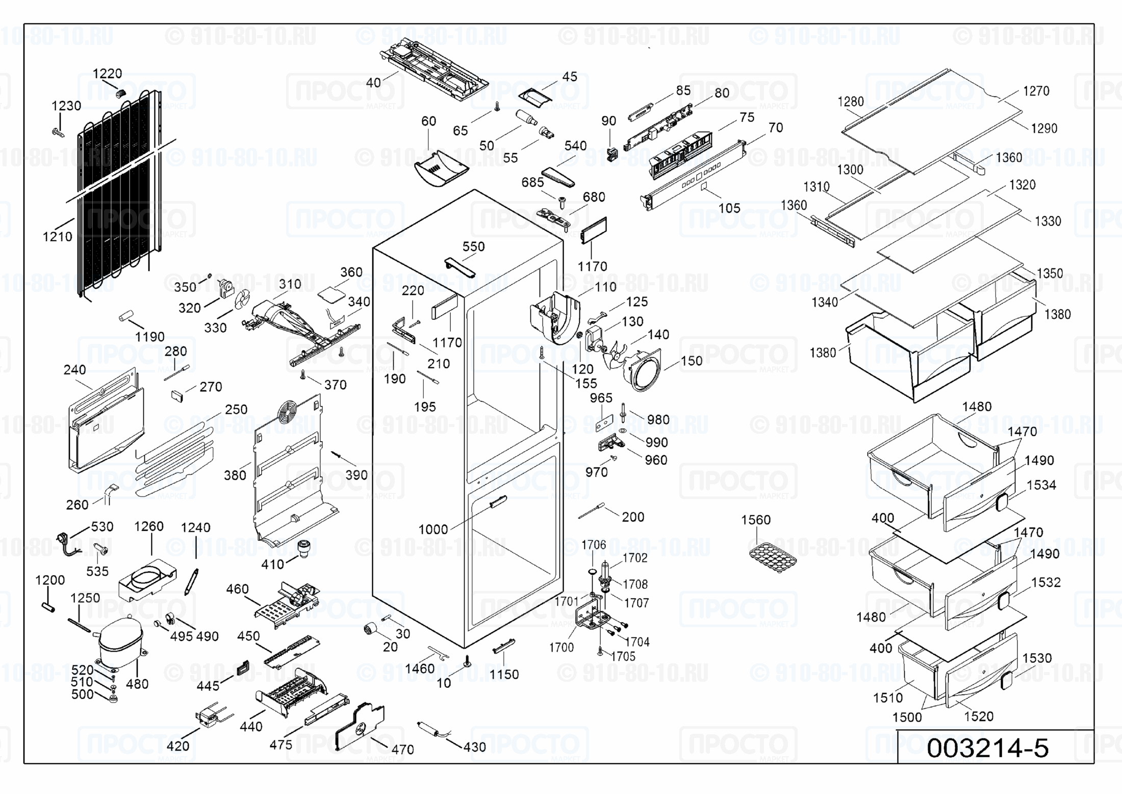 Взрыв-схема запчастей холодильника Liebherr CNes 4003-21I