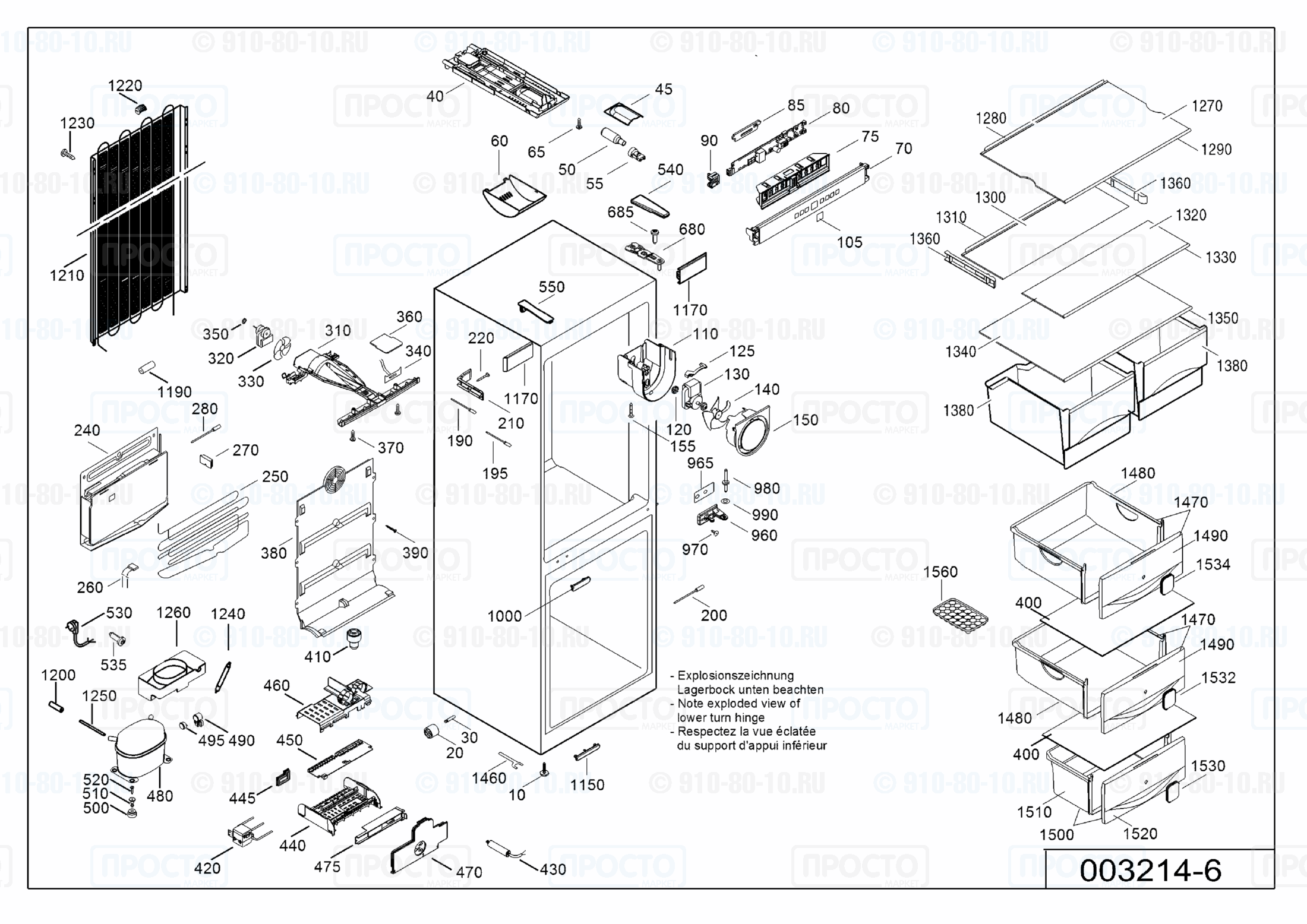 Взрыв-схема запчастей холодильника Liebherr CNesf 4003-21H