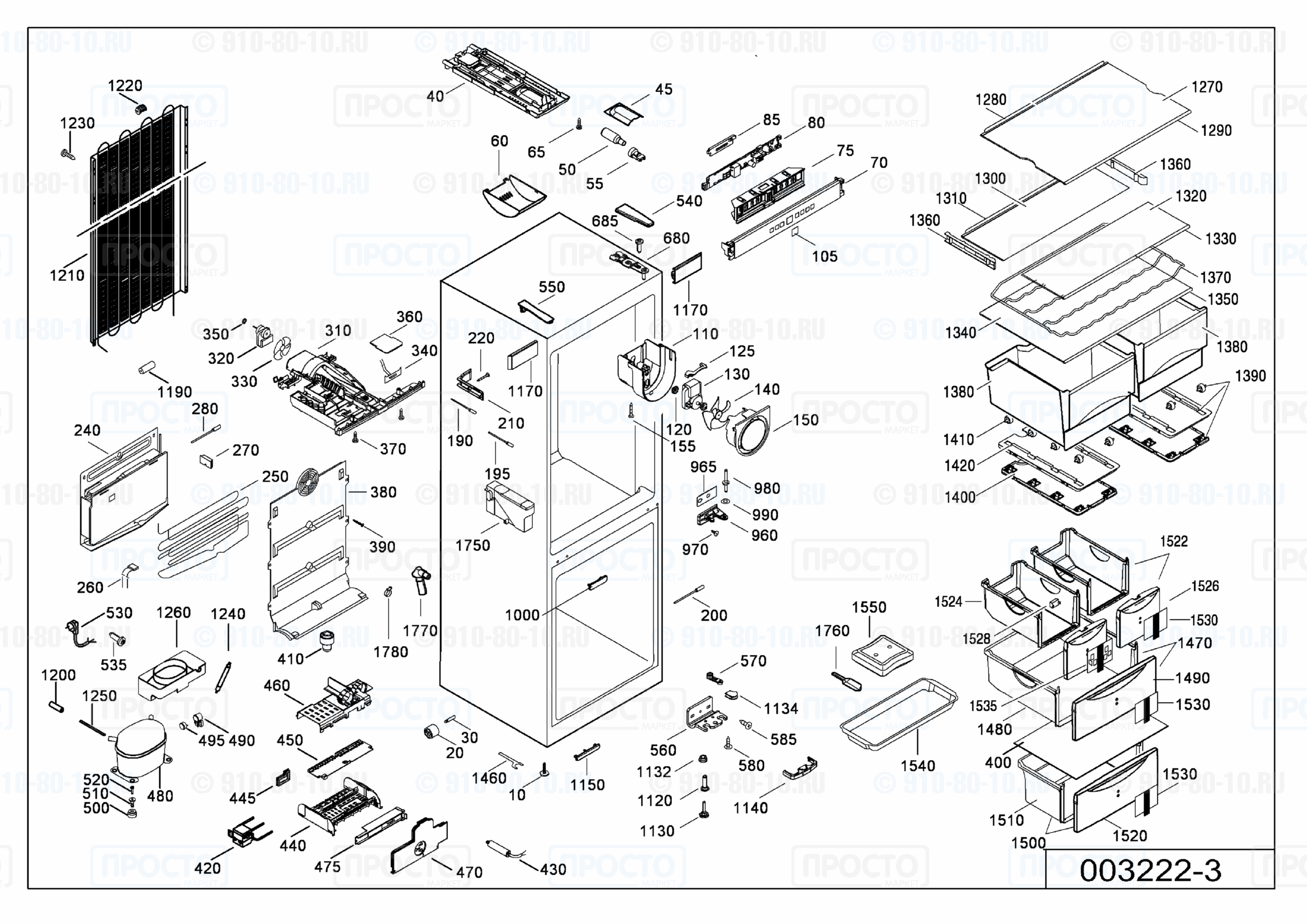 Взрыв-схема запчастей холодильника Liebherr CNes 4023-21A