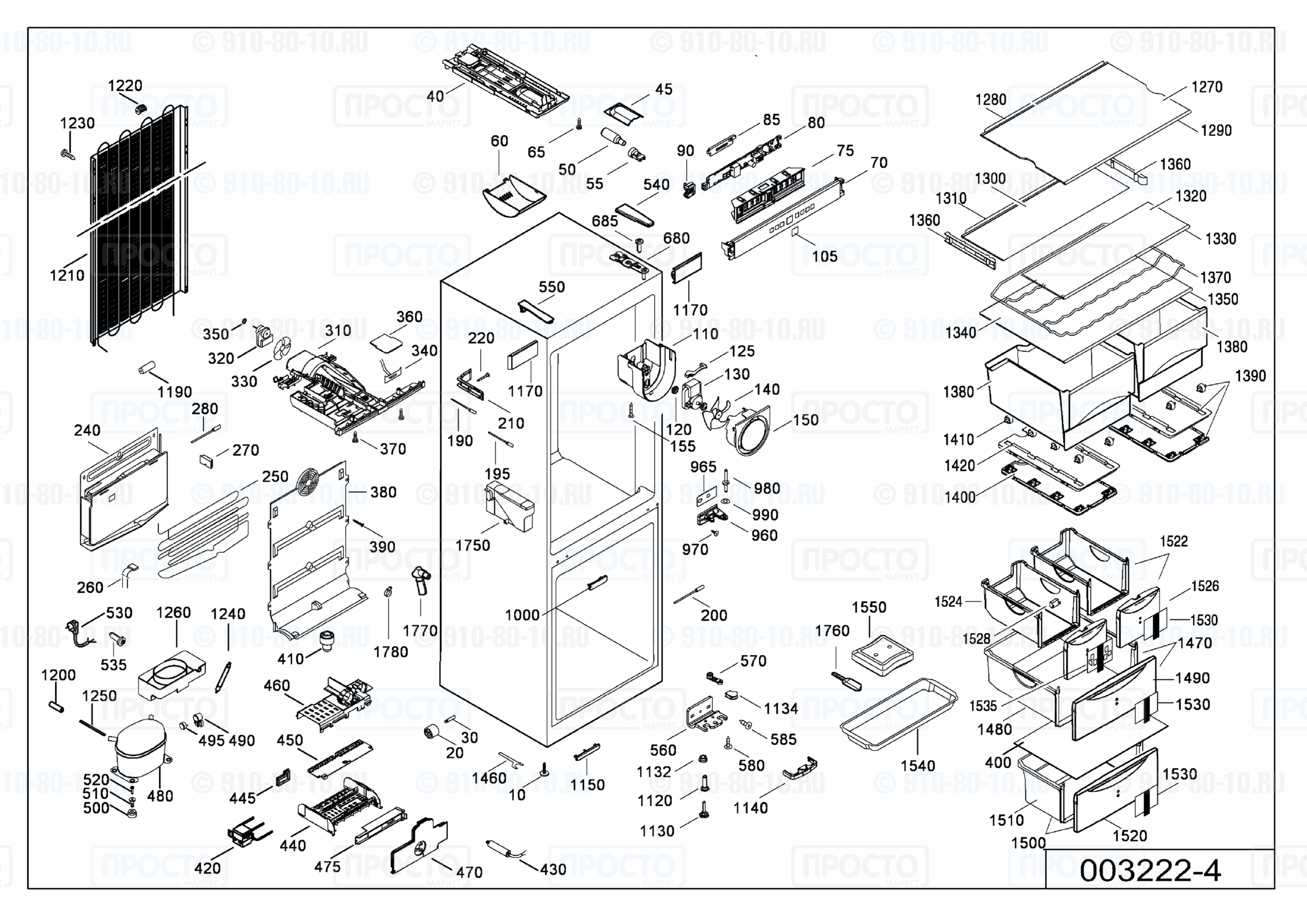 Взрыв-схема запчастей холодильника Liebherr CNes 4023-21E