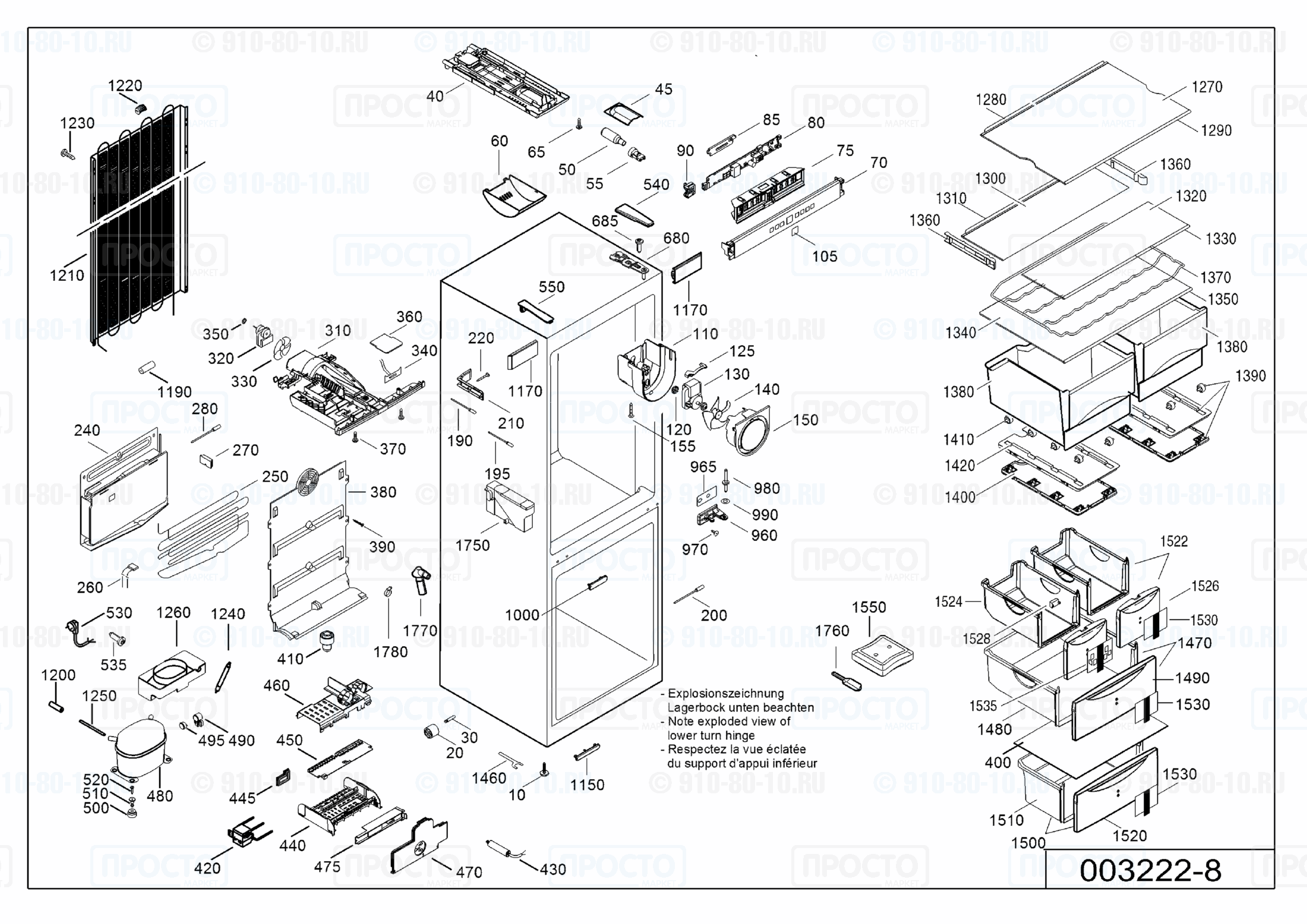 Взрыв-схема запчастей холодильника Liebherr CNes 4023-21I