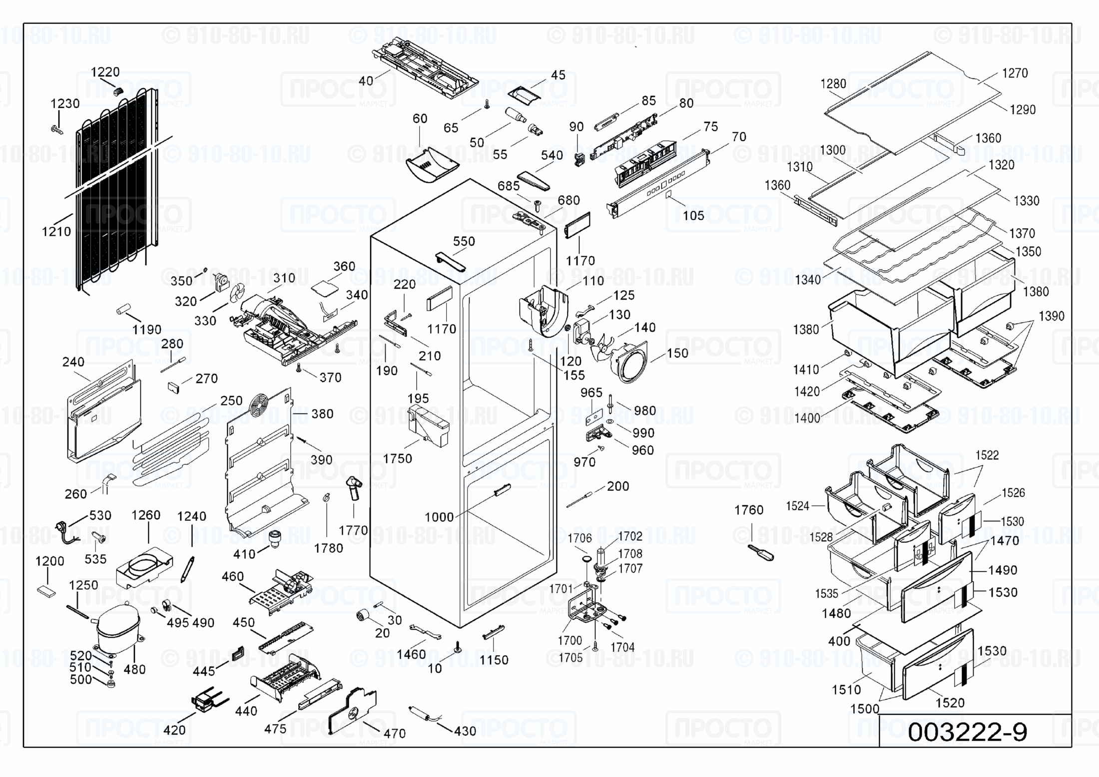 Взрыв-схема запчастей холодильника Liebherr CNes 4023-22B