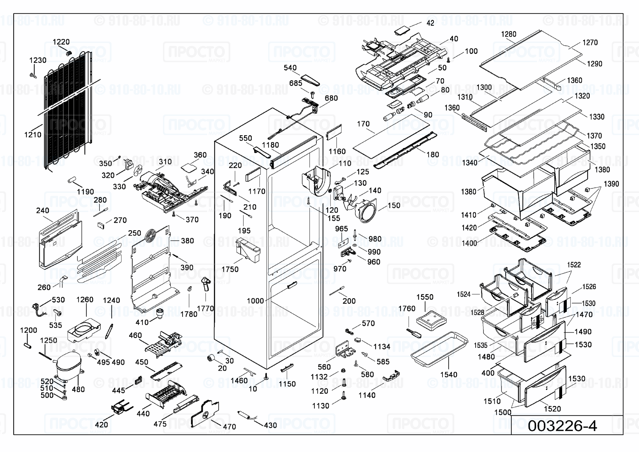 Взрыв-схема запчастей холодильника Liebherr CNes 4066-21C