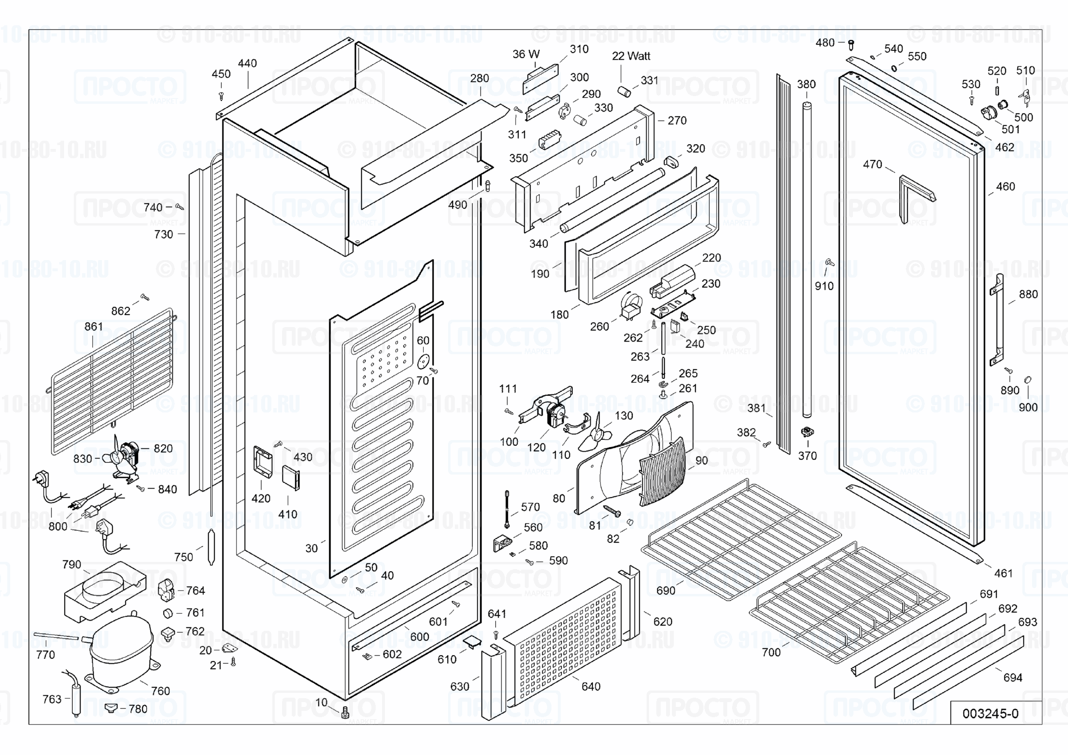 Взрыв-схема запчастей холодильника Liebherr FKDv 3712-20K