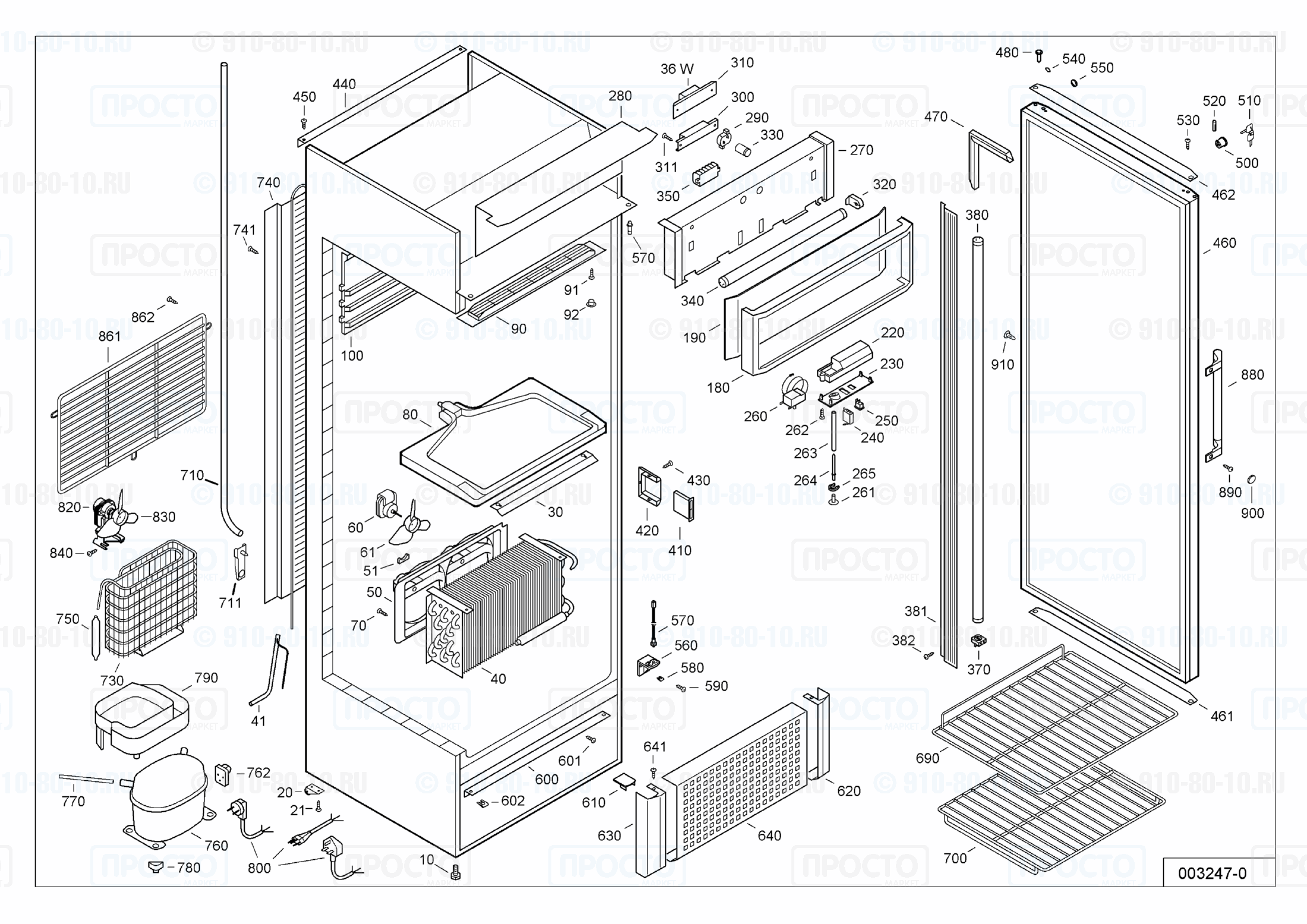 Взрыв-схема запчастей холодильника Liebherr FKDv 3712-10L