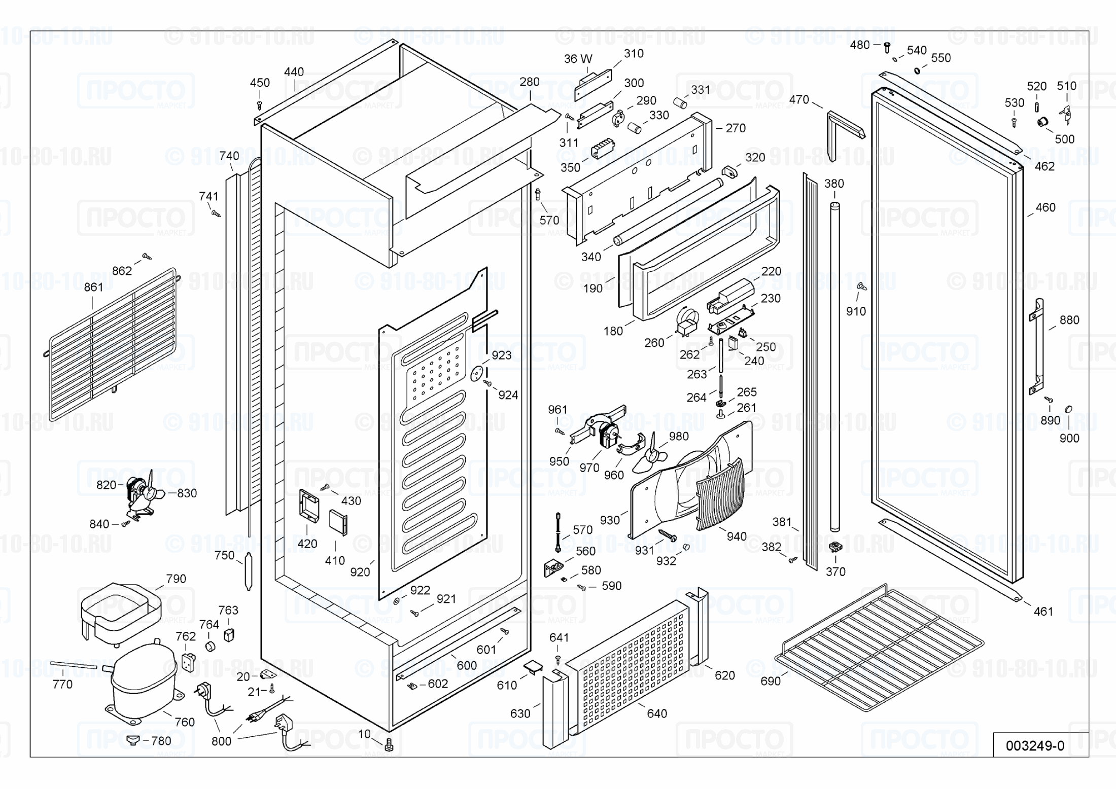 Взрыв-схема запчастей холодильника Liebherr FKDv 3712-10L