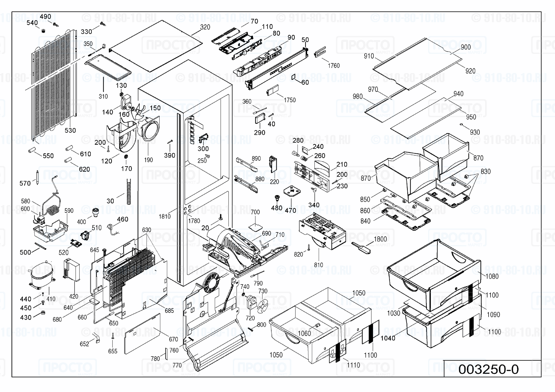 Взрыв-схема холодильника Liebherr ICN 3026-10