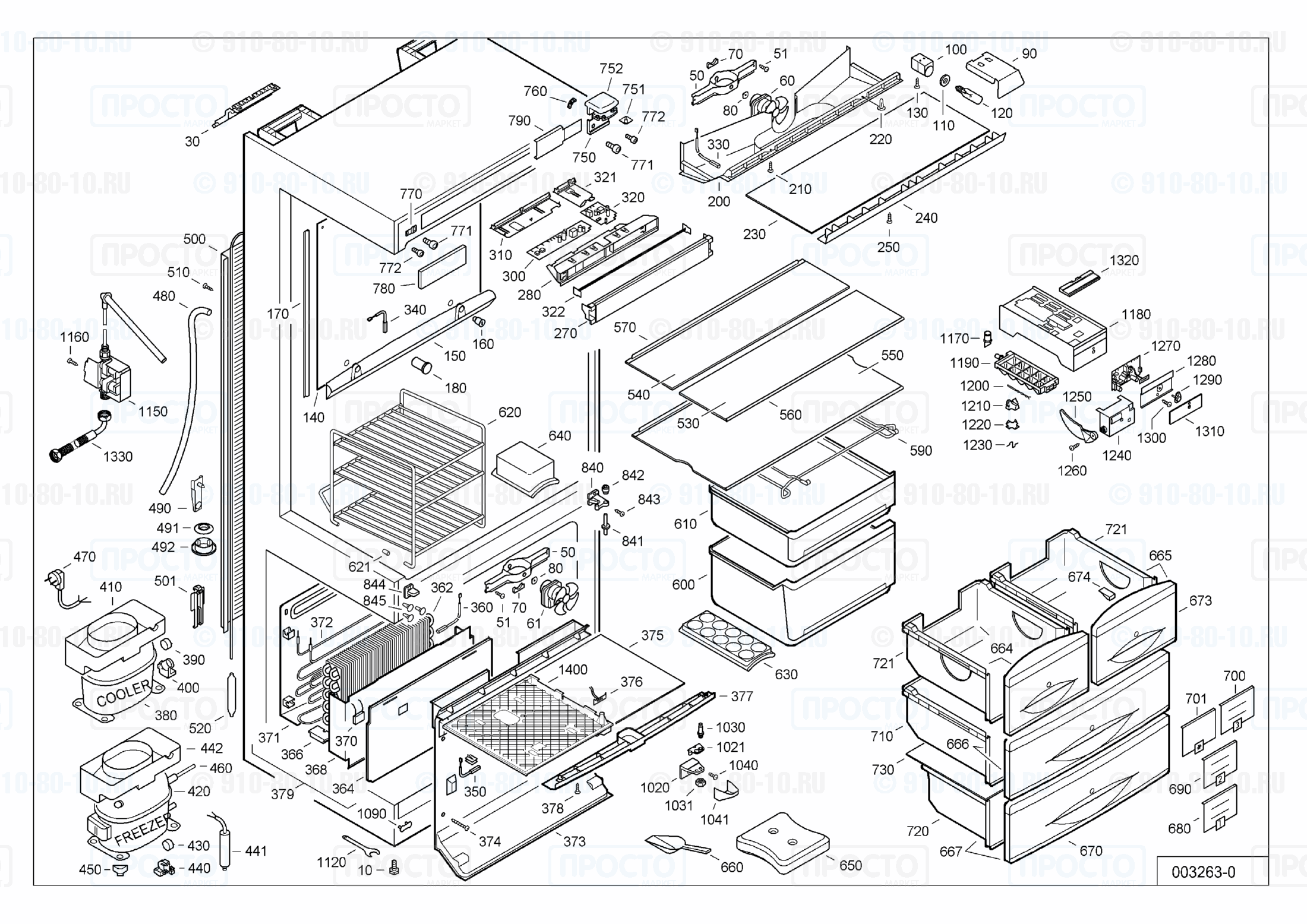 Взрыв-схема запчастей холодильника Liebherr CN 5067-20D