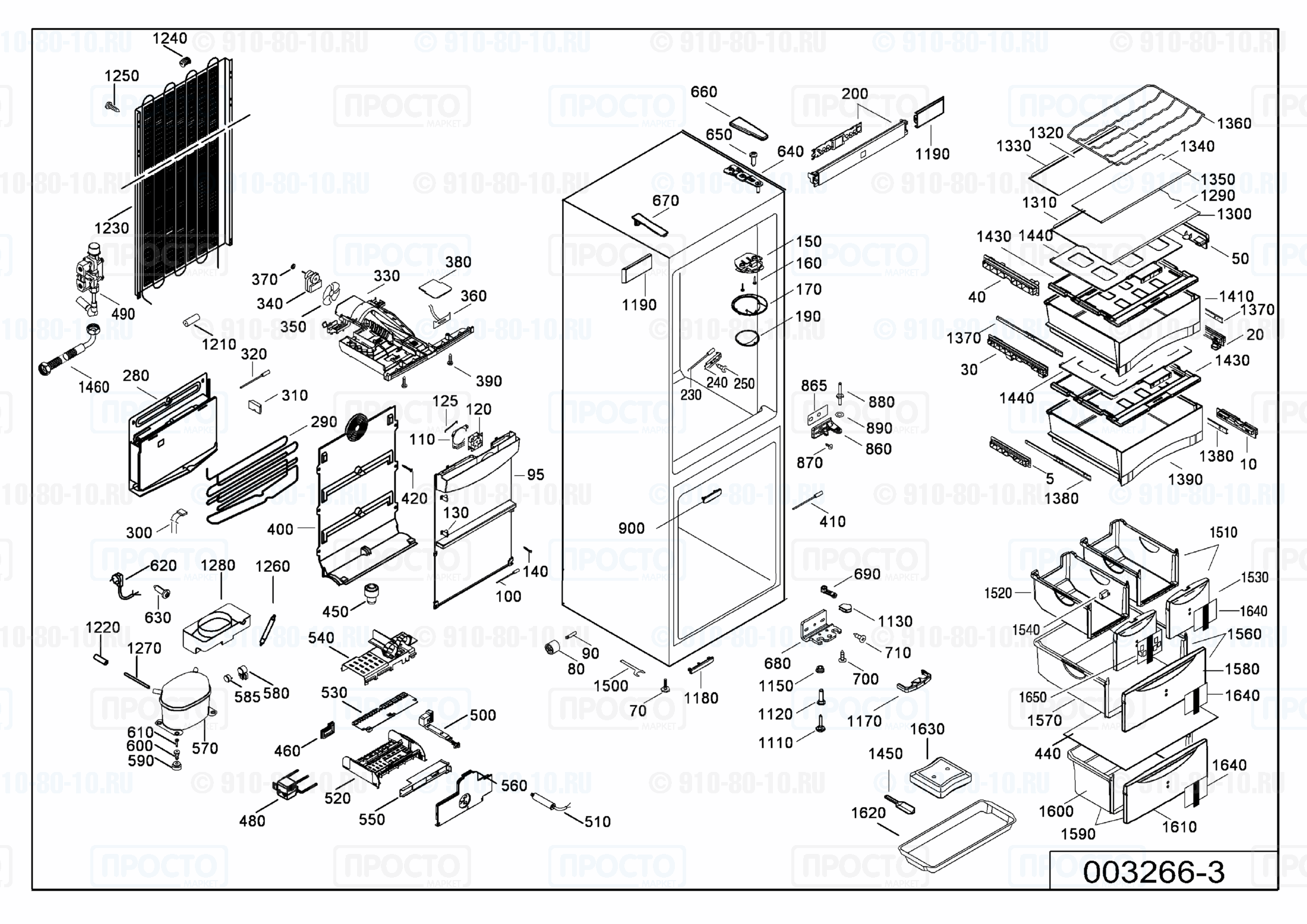 Взрыв-схема запчастей холодильника Liebherr BNes 3256-20