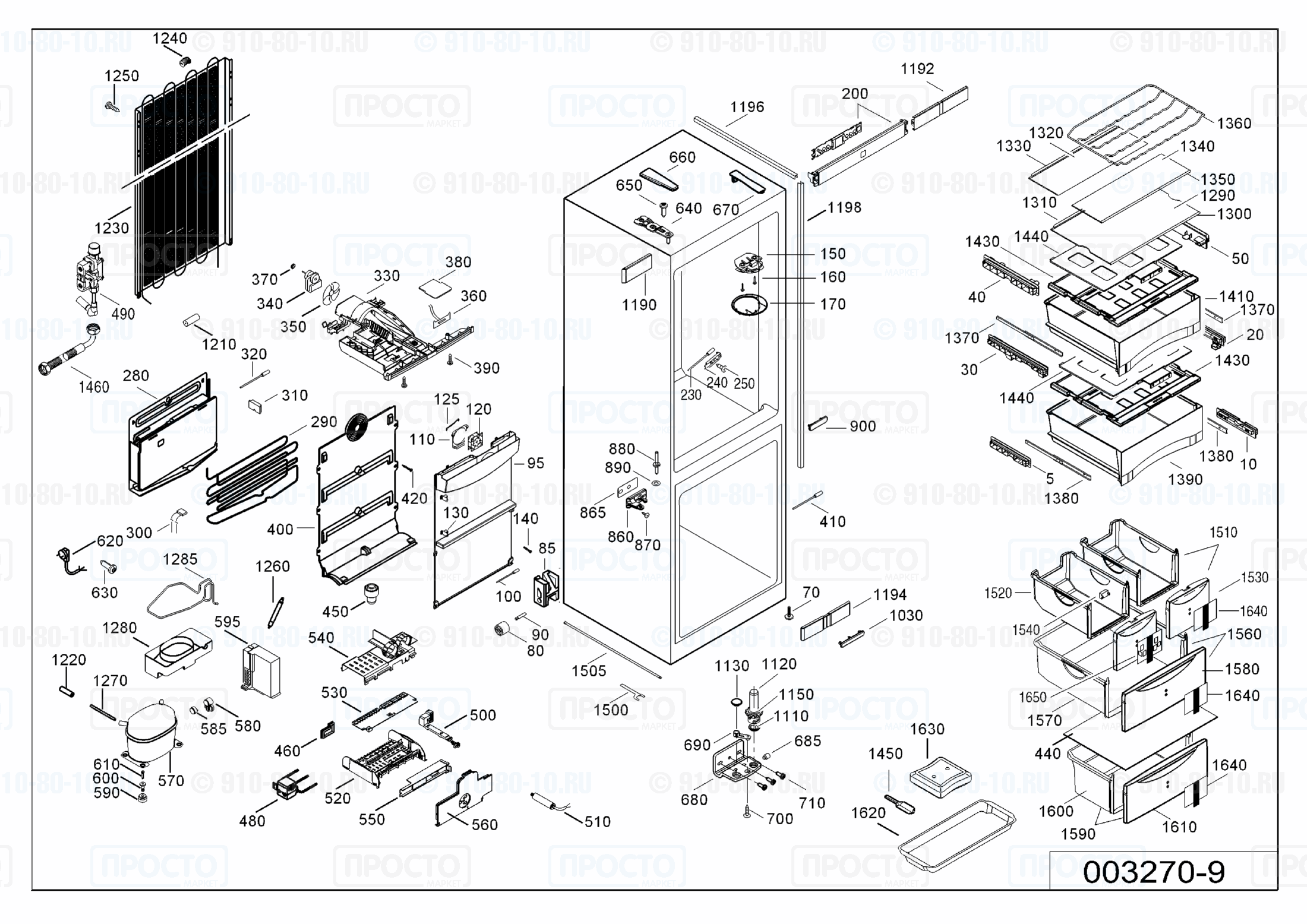 Взрыв-схема запчастей холодильника Liebherr SBNes 3210-23C