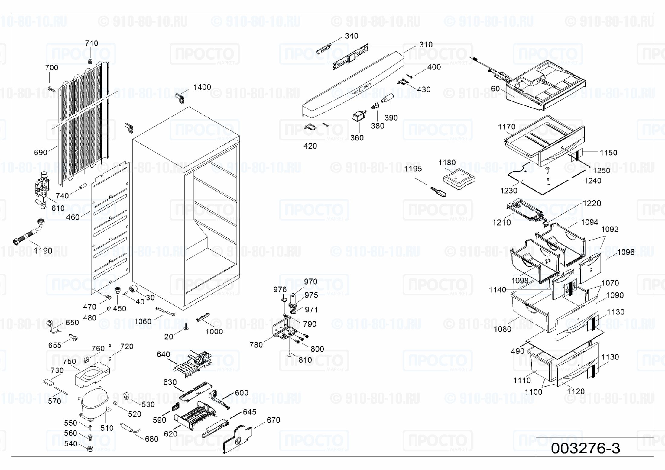 Взрыв-схема запчастей холодильника Liebherr GN 3076-22C