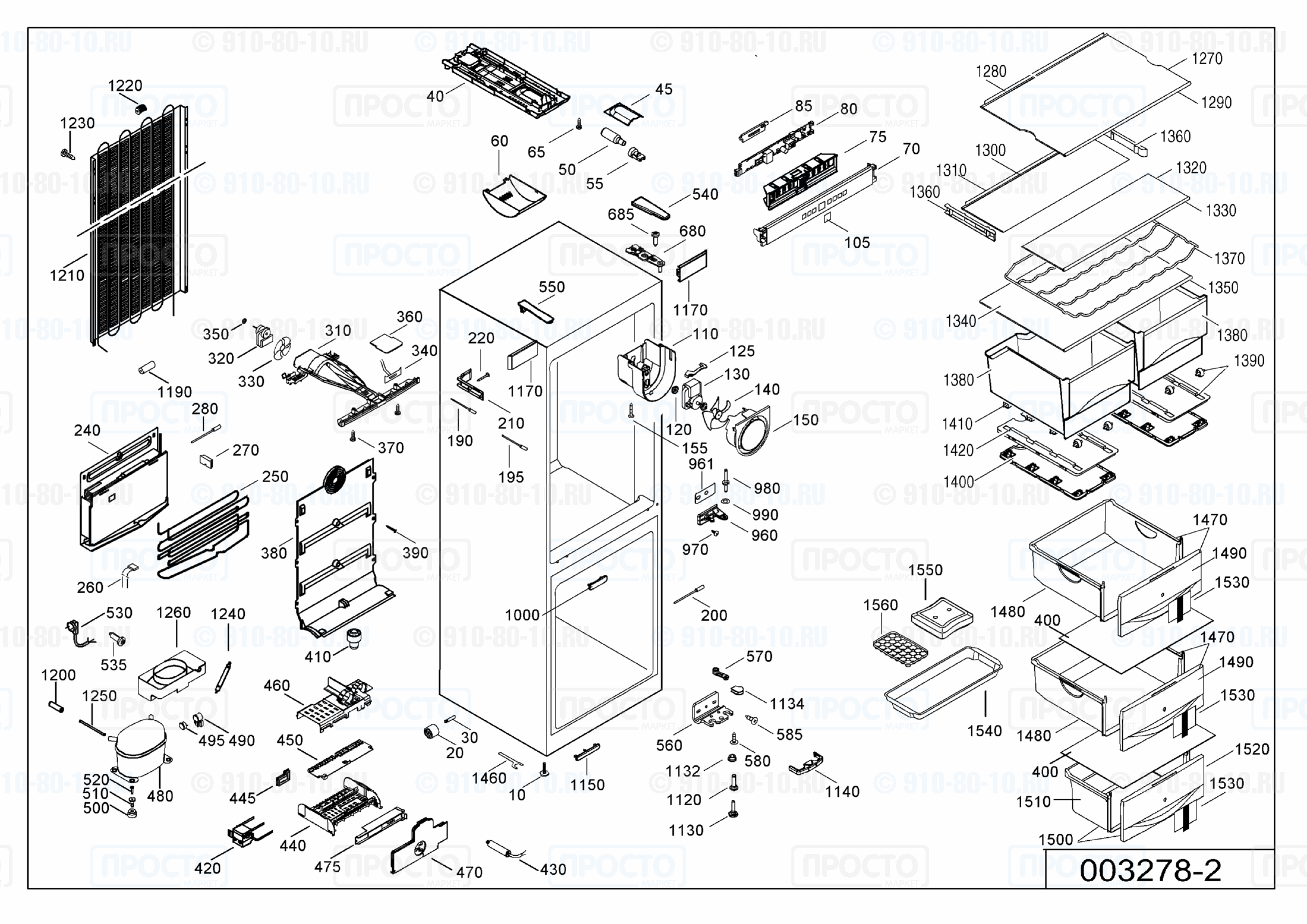 Взрыв-схема запчастей холодильника Liebherr CNes 4013-20