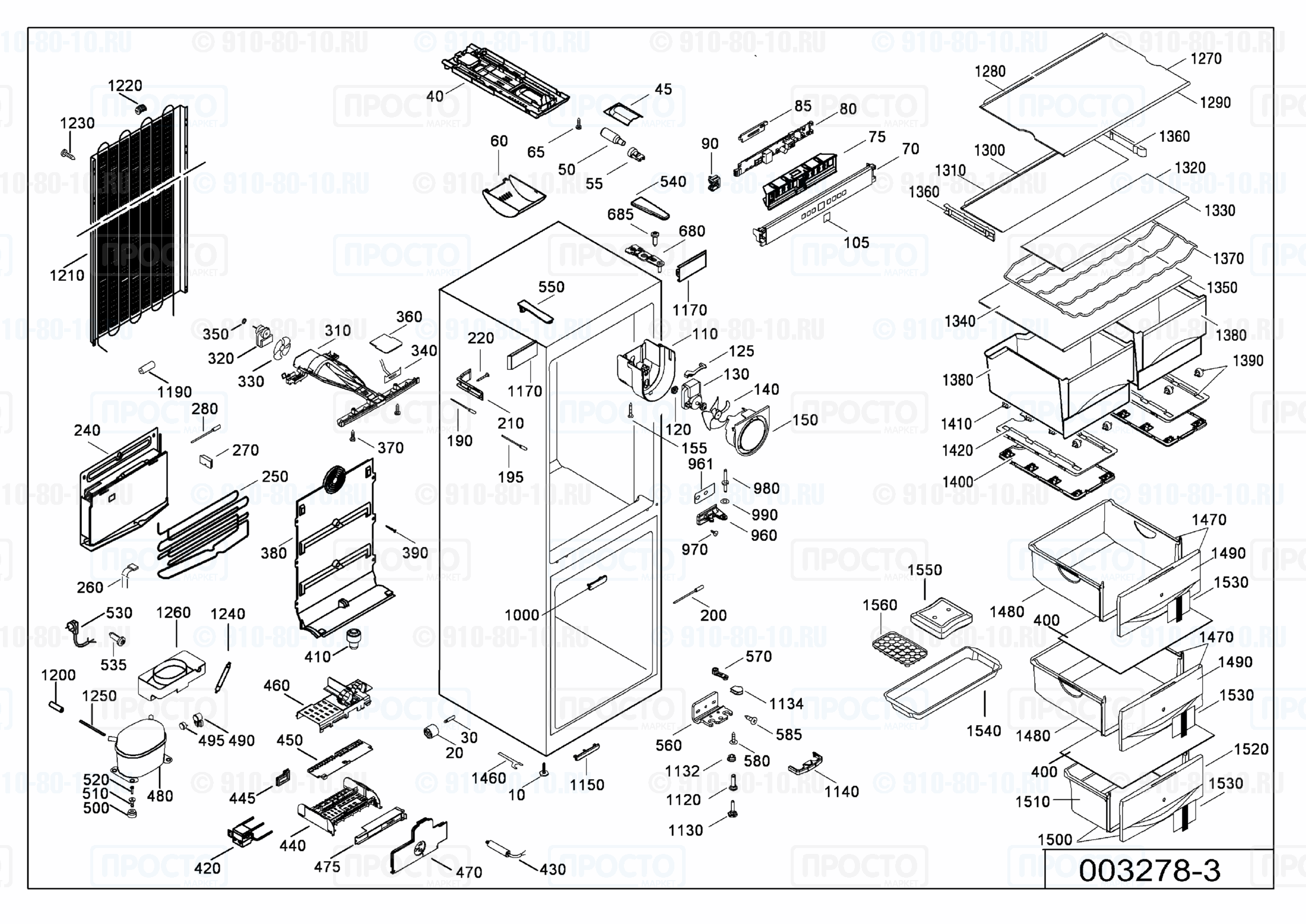 Взрыв-схема запчастей холодильника Liebherr CNes 4013-22D