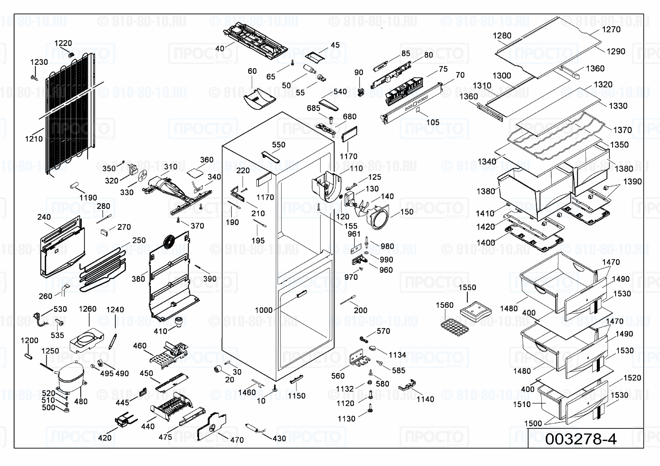 Взрыв-схема запчастей холодильника Liebherr CNes 4013-22G