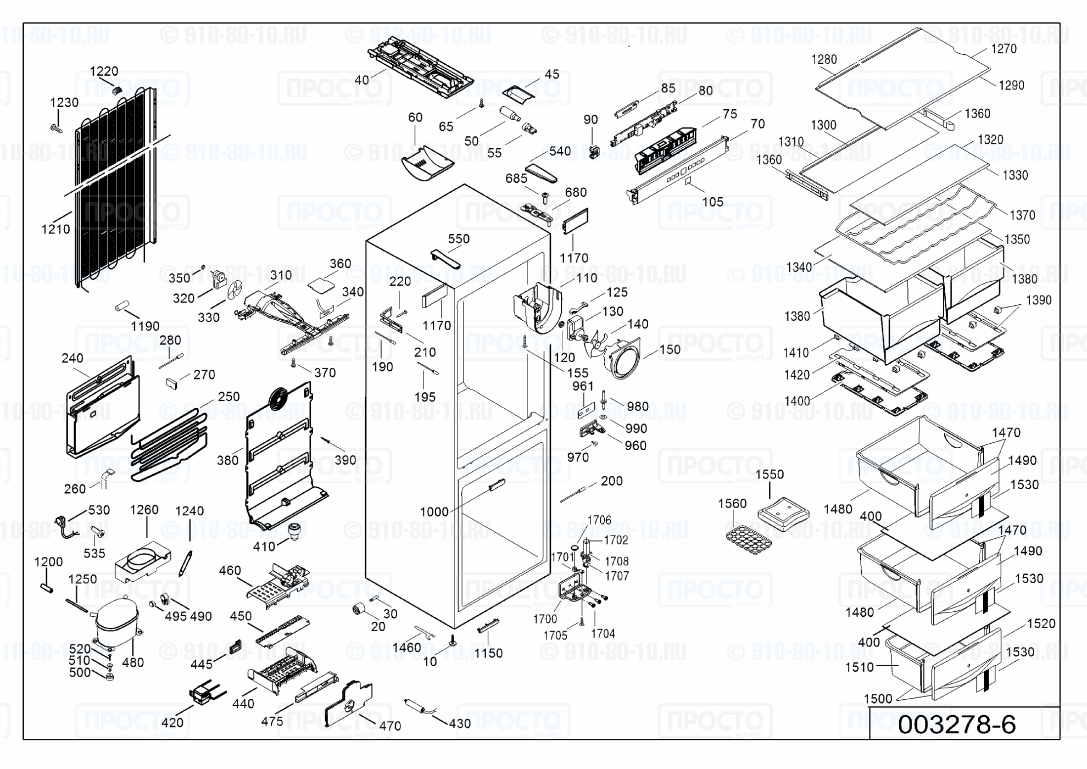 Взрыв-схема запчастей холодильника Liebherr CNes 4013-23A