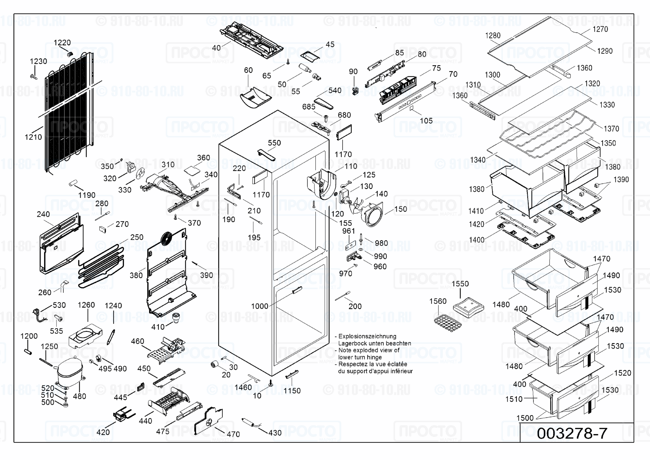 Взрыв-схема запчастей холодильника Liebherr CNes 4013-22H