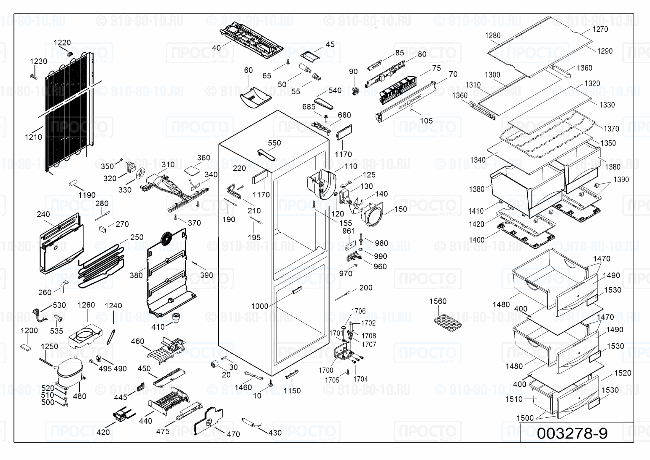 Взрыв-схема запчастей холодильника Liebherr CNes 3513-22D