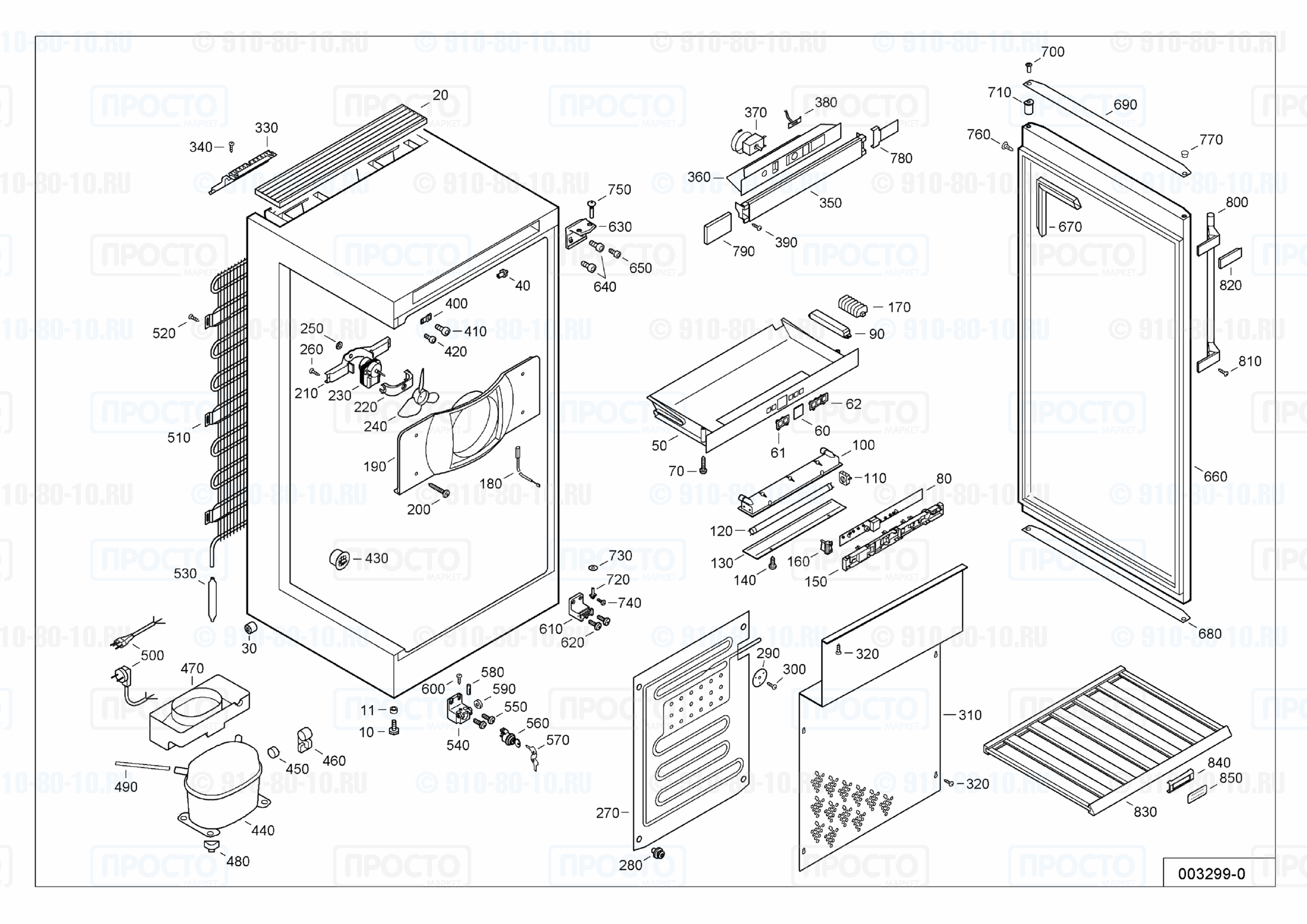 Взрыв-схема запчастей холодильника Liebherr WK 4677-21A
