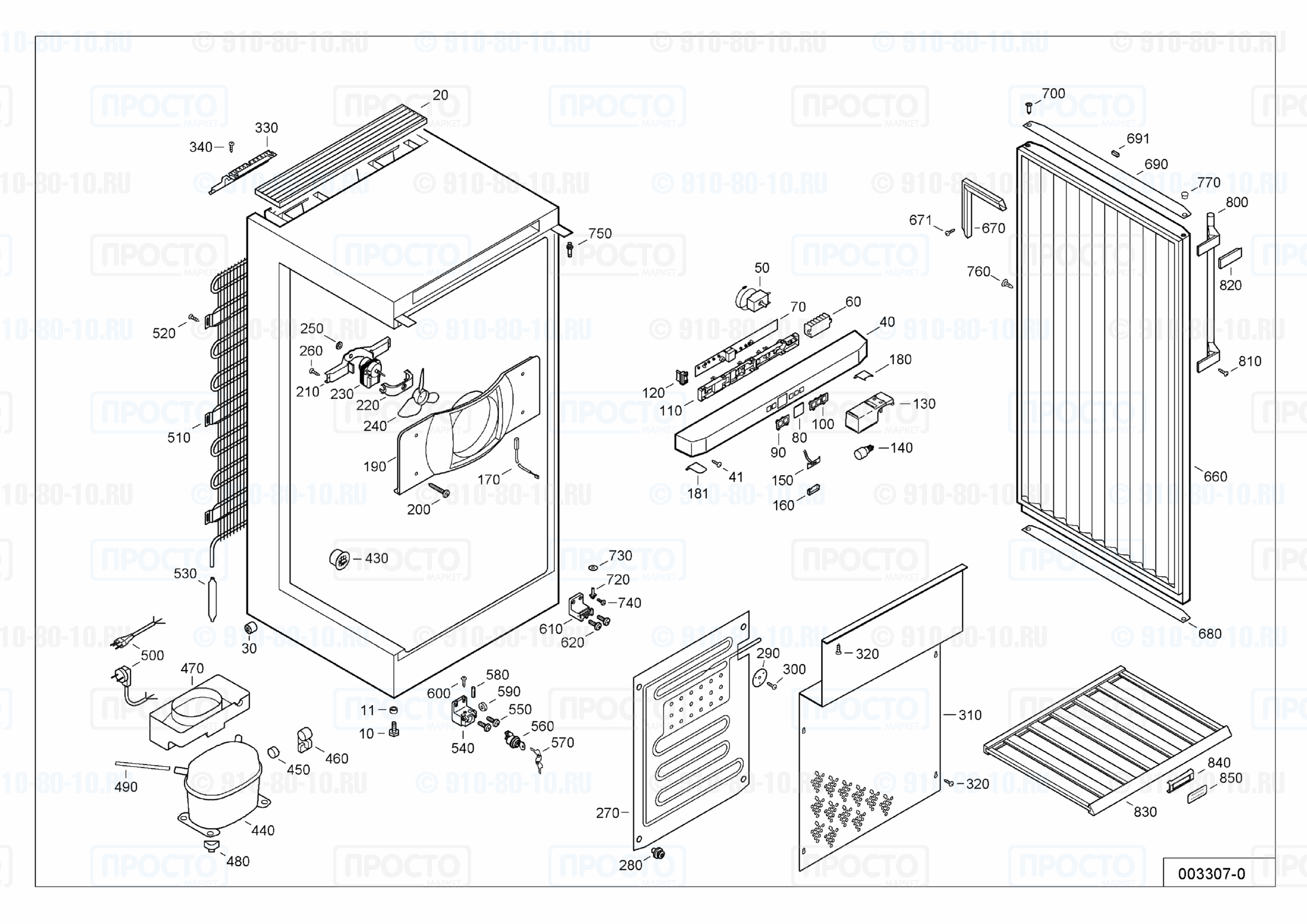 Взрыв-схема запчастей холодильника Liebherr WK 4676-20