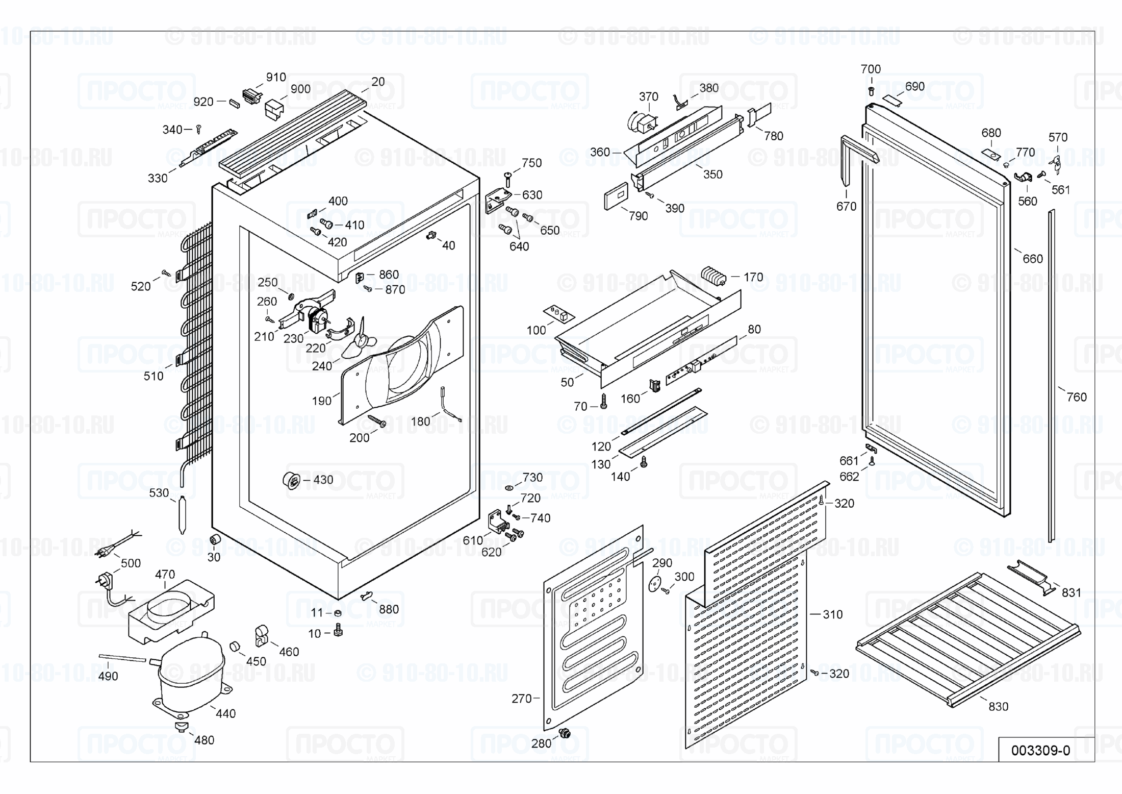 Взрыв-схема запчастей холодильника Liebherr WKes 4677-26