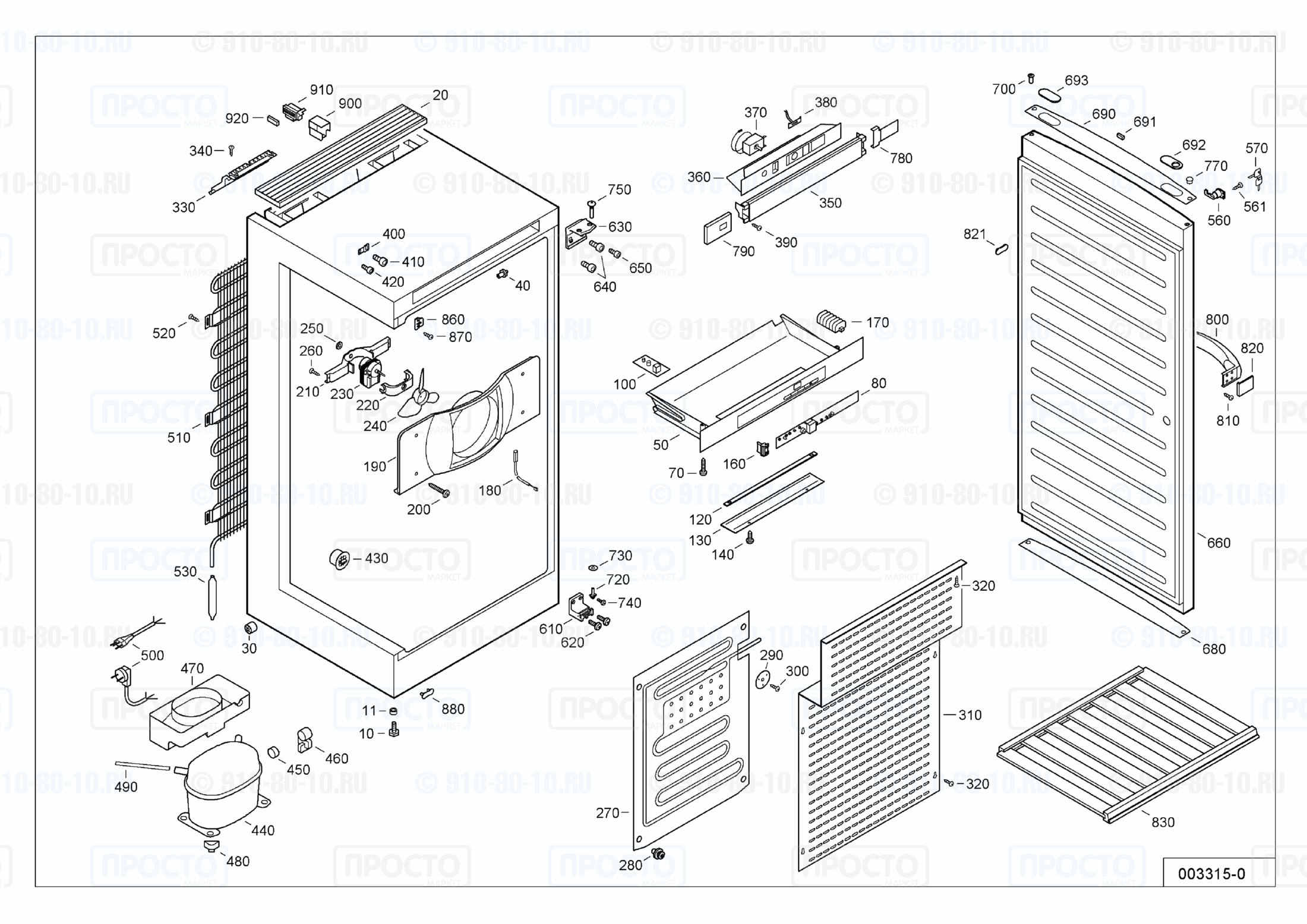 Взрыв-схема запчастей холодильника Liebherr WKes 4176-27E