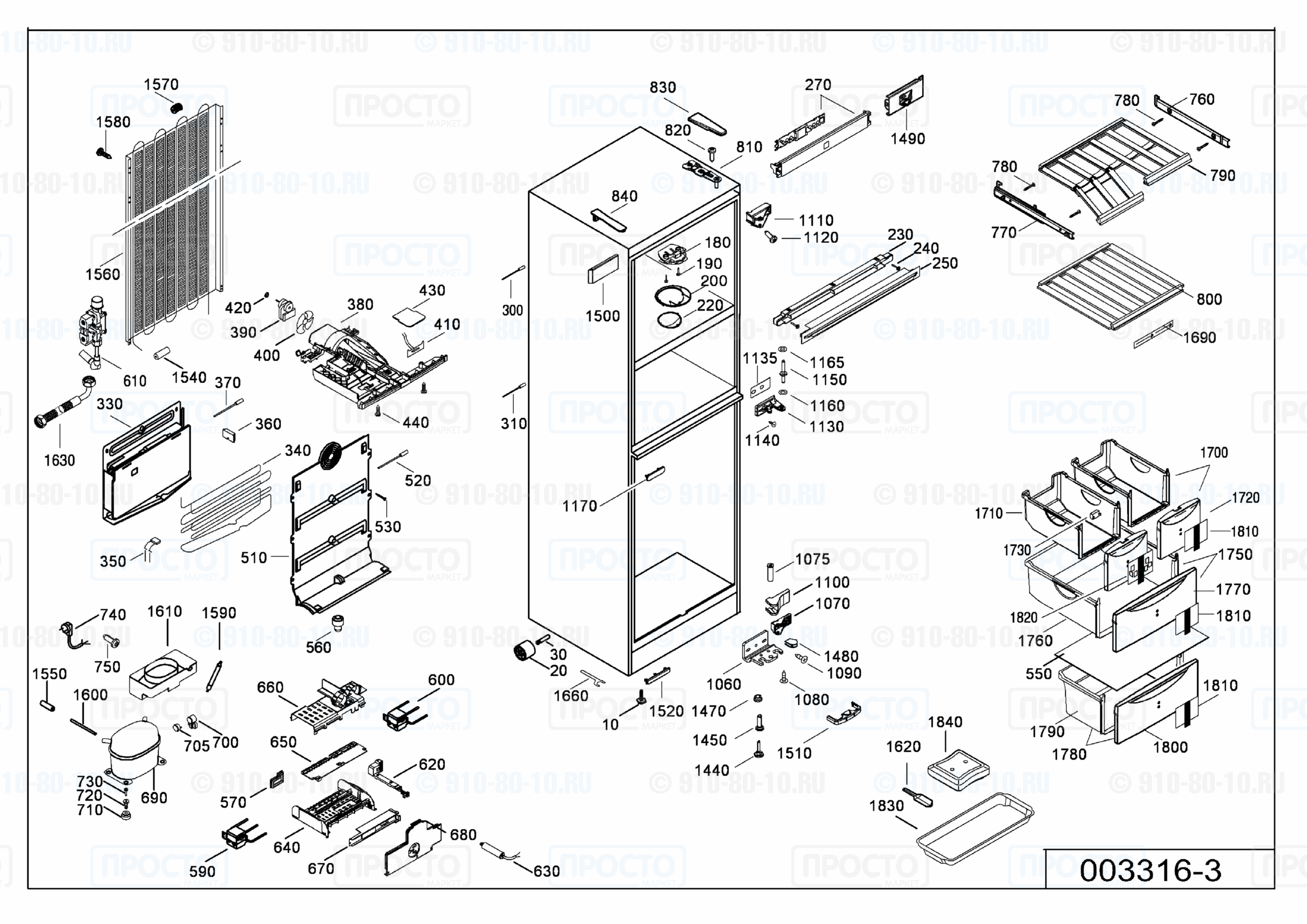 Взрыв-схема запчастей холодильника Liebherr WTNes 3056-20B