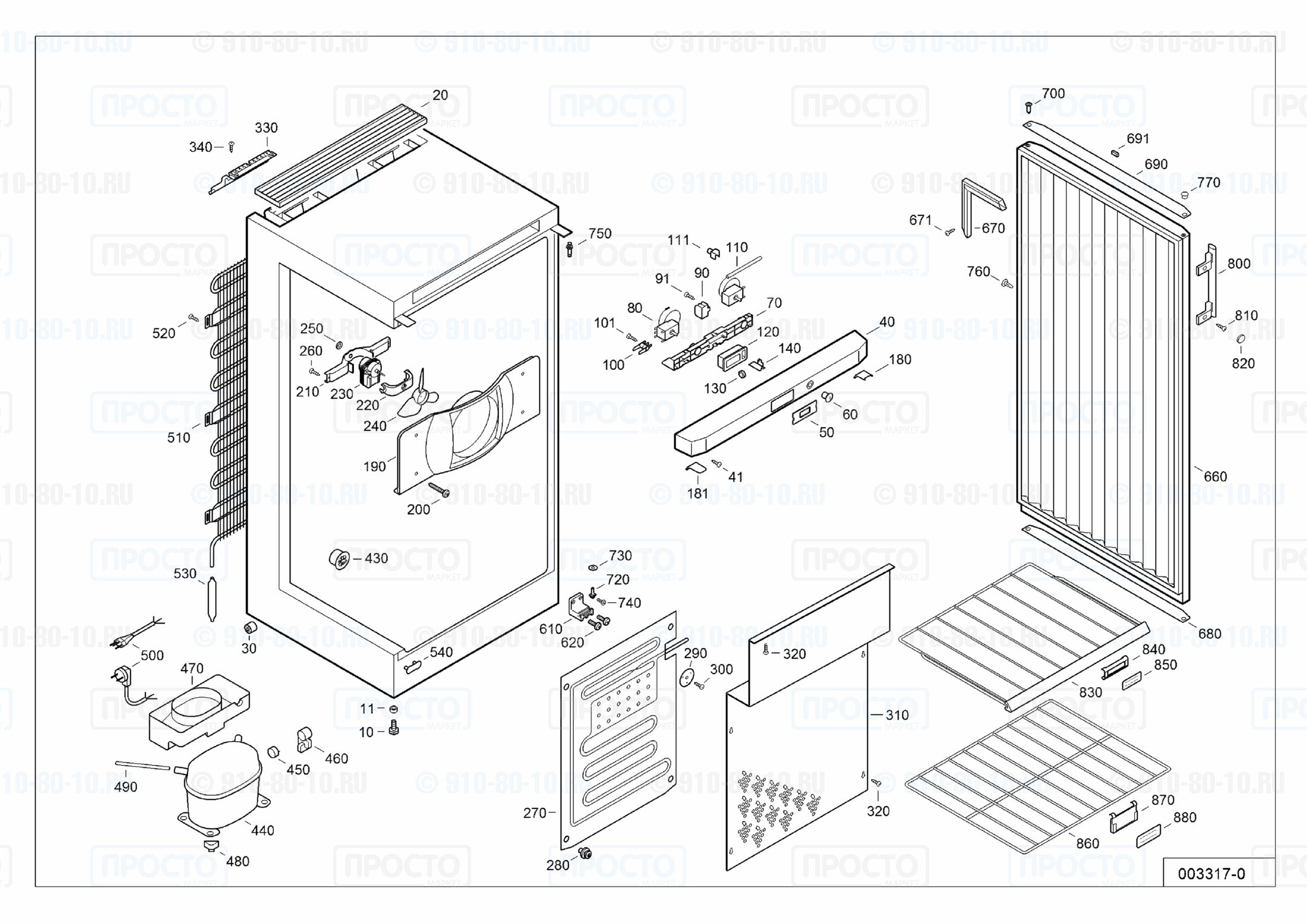 Взрыв-схема холодильника Liebherr WK 2926-21F