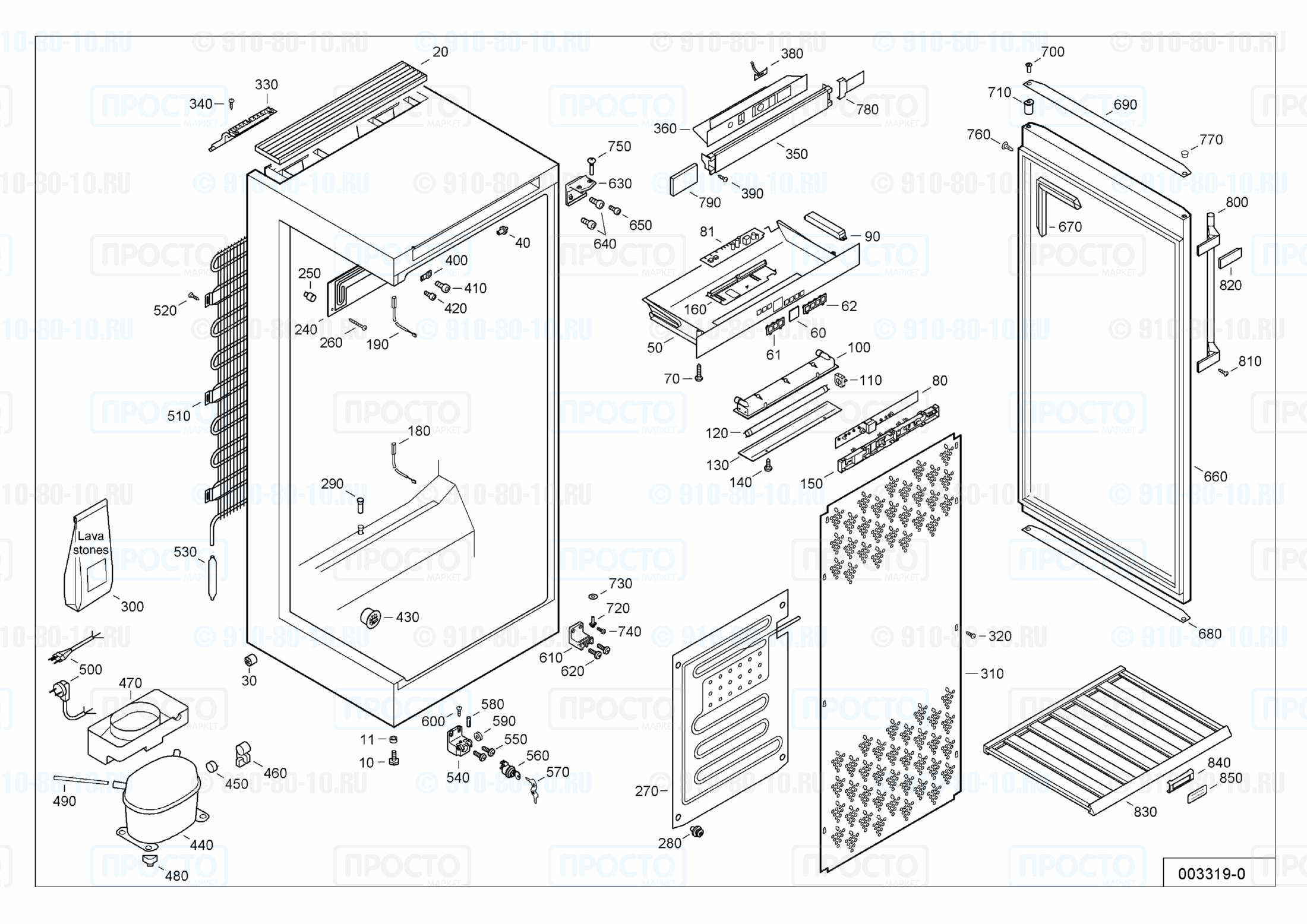 Взрыв-схема запчастей холодильника Liebherr WTes 4177-25D