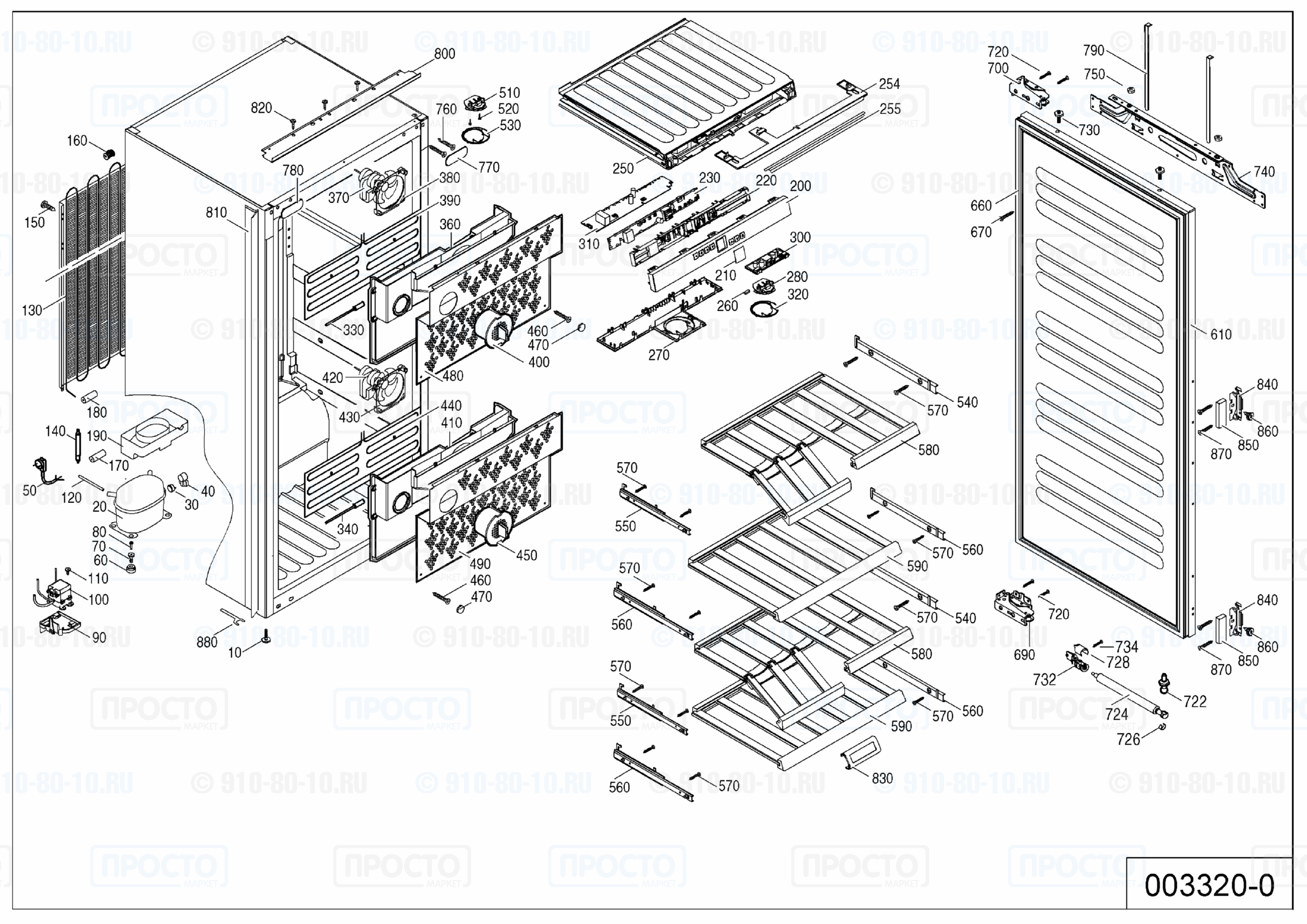 Взрыв-схема запчастей холодильника Liebherr WTI 2050-21B
