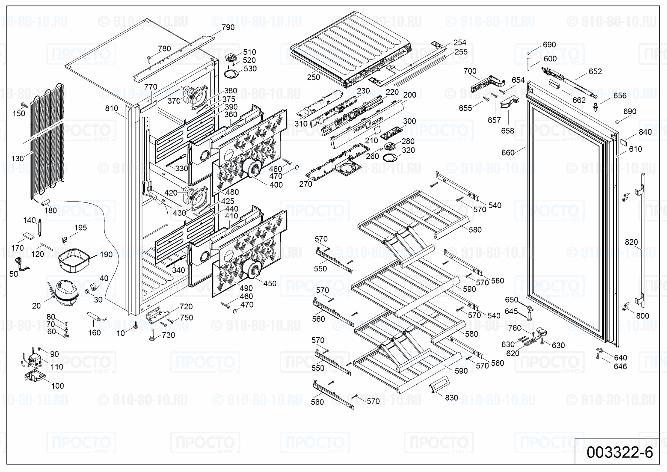 Взрыв-схема запчастей холодильника Liebherr WTEes 2053-21D