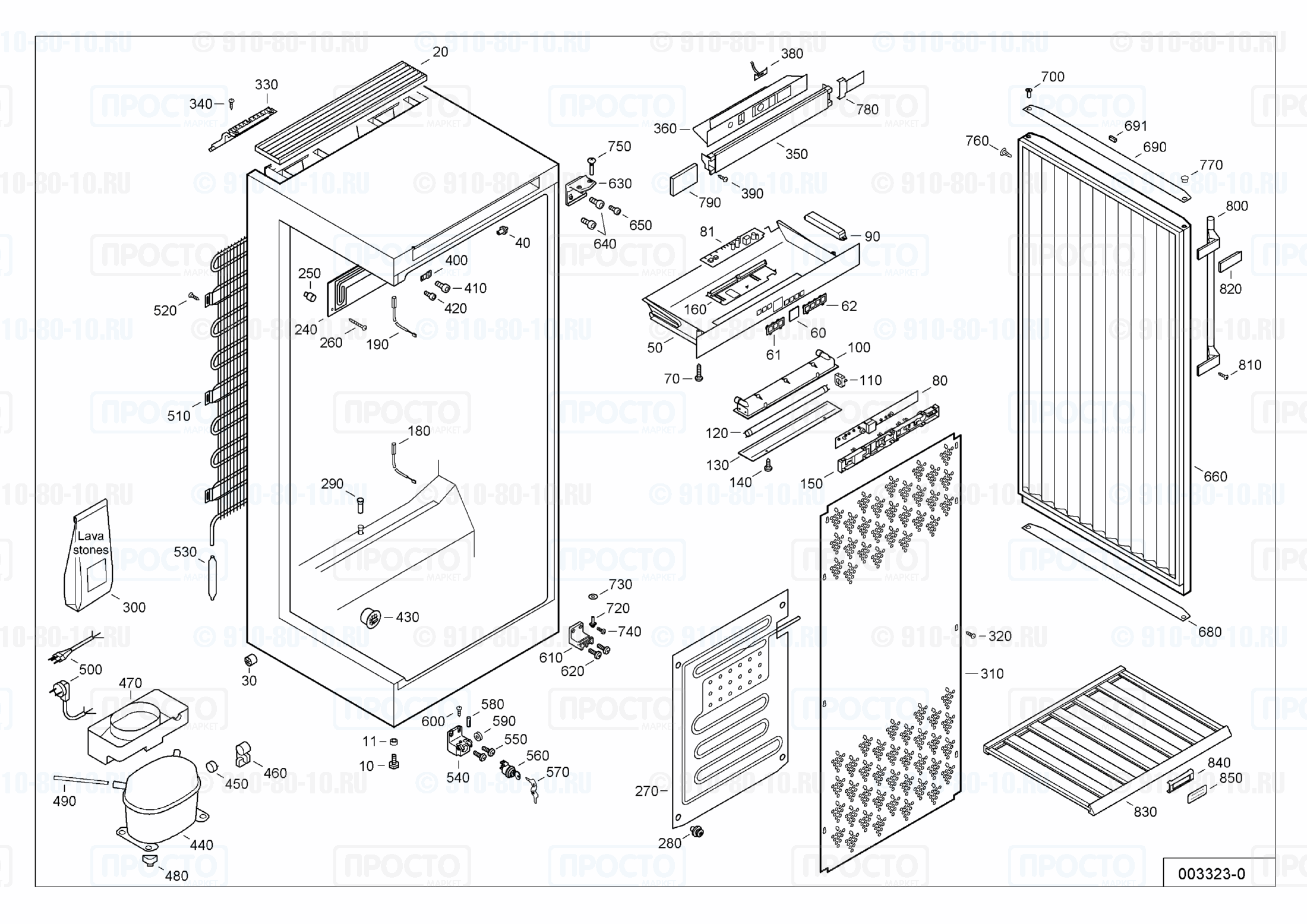 Взрыв-схема запчастей холодильника Liebherr WTes 4176-20G