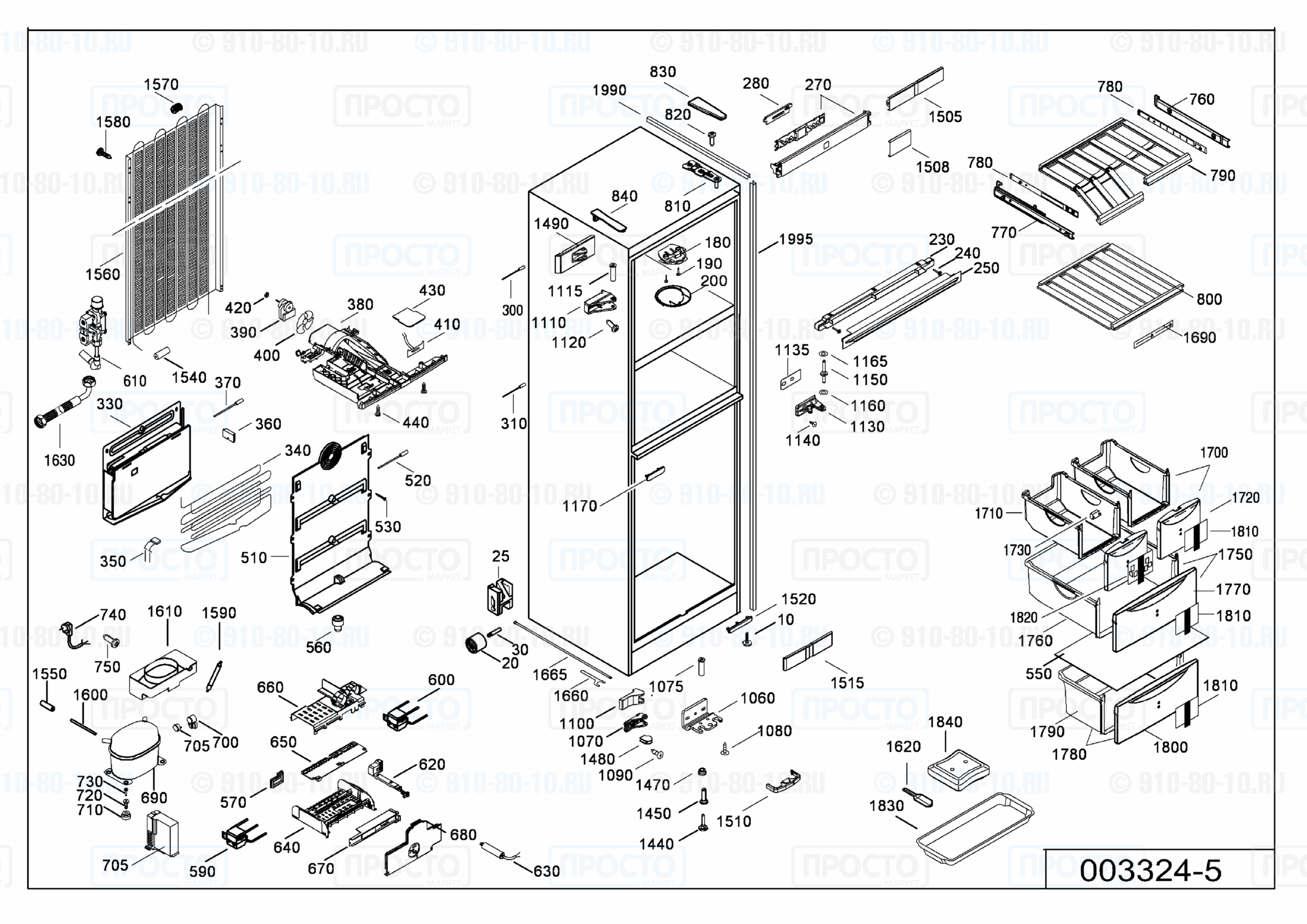 Взрыв-схема запчастей холодильника Liebherr SWTNes 3010-21D