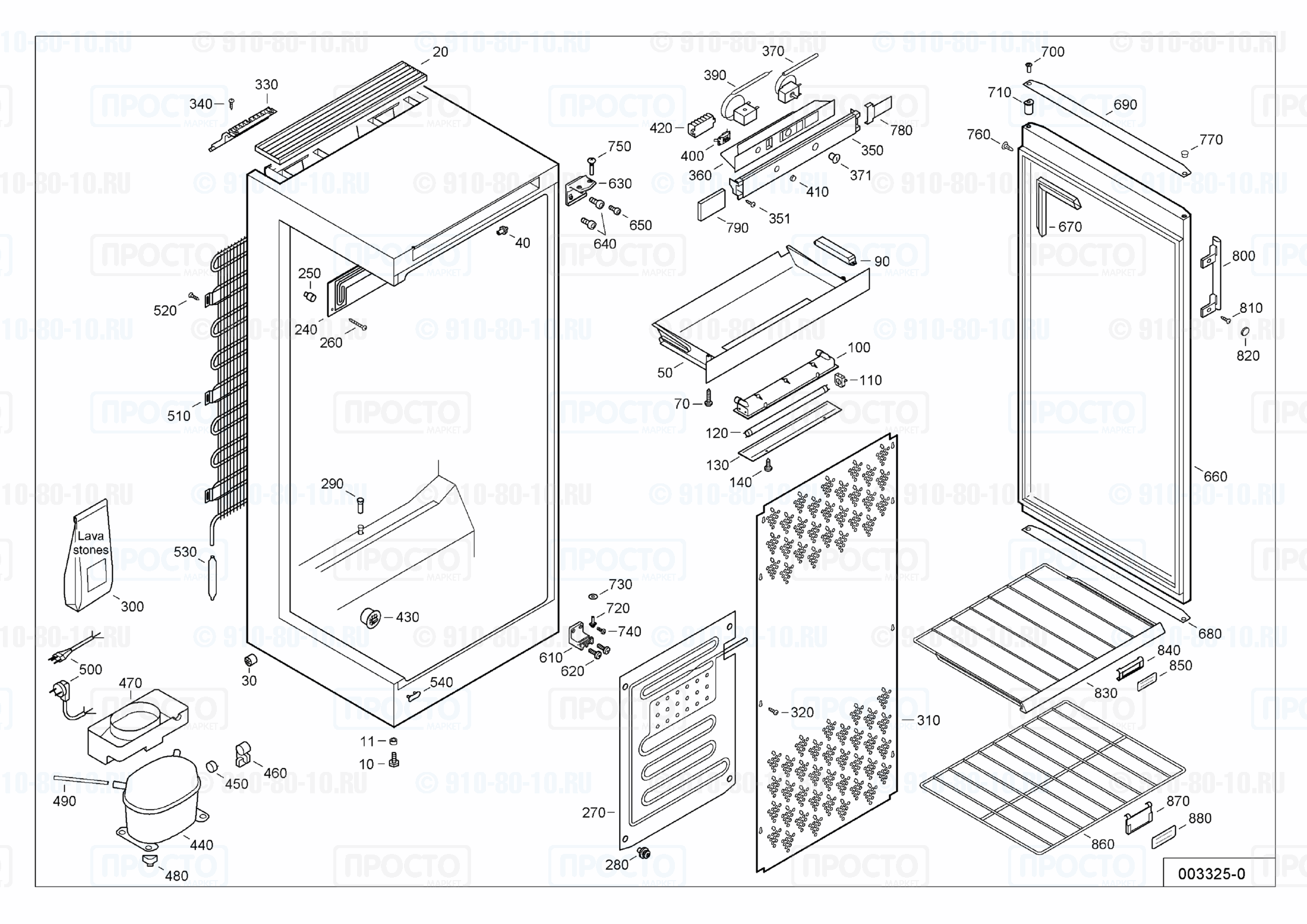Взрыв-схема запчастей холодильника Liebherr WT 4127-20F