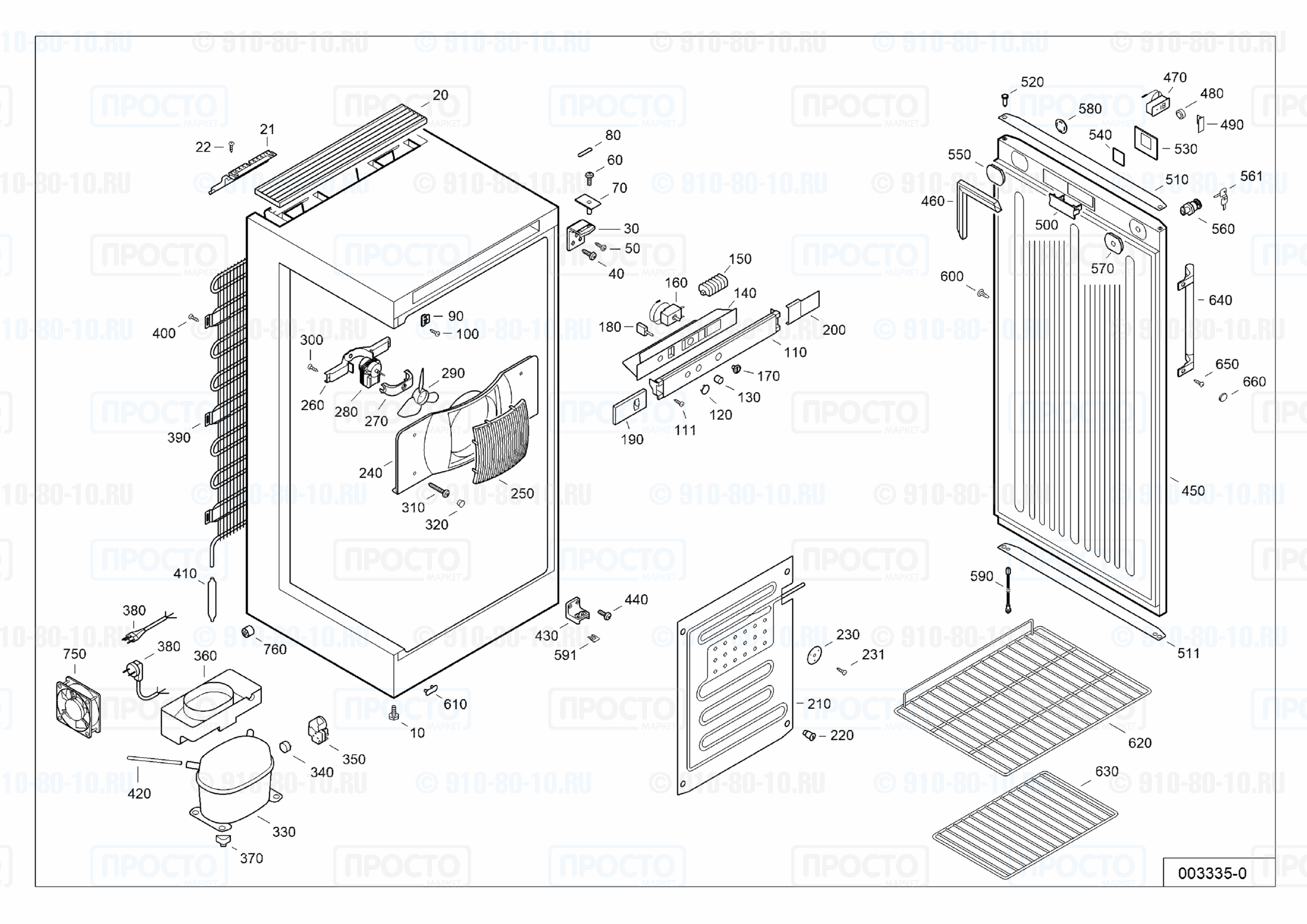 Взрыв-схема запчастей холодильника Liebherr FKv 3610-21F