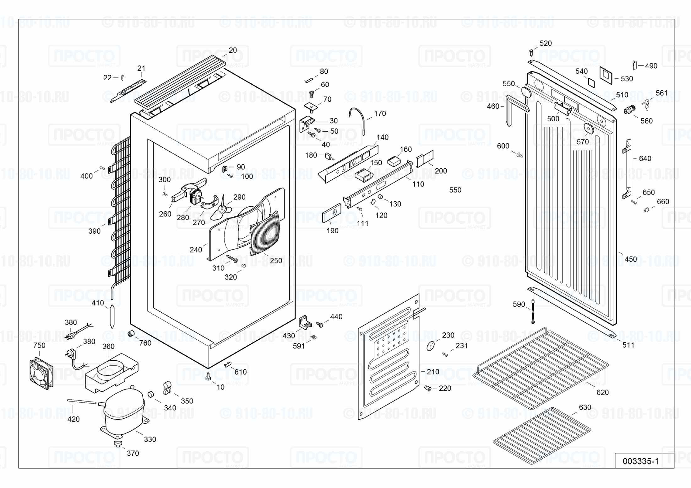 Взрыв-схема запчастей холодильника Liebherr FKv 3610-23M