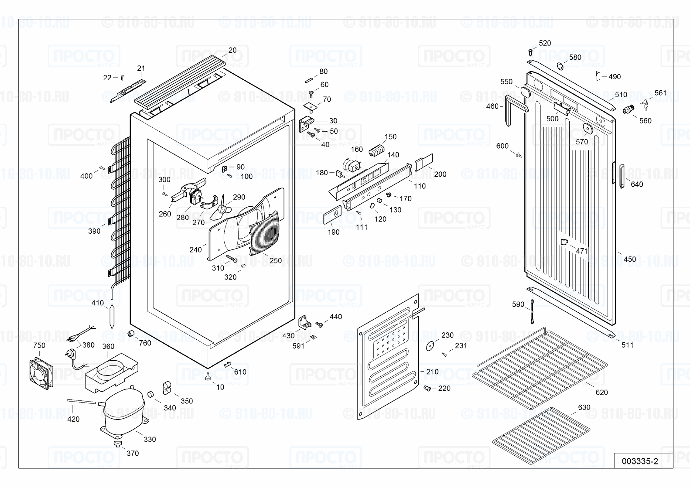Взрыв-схема запчастей холодильника Liebherr FKv 3610-22M