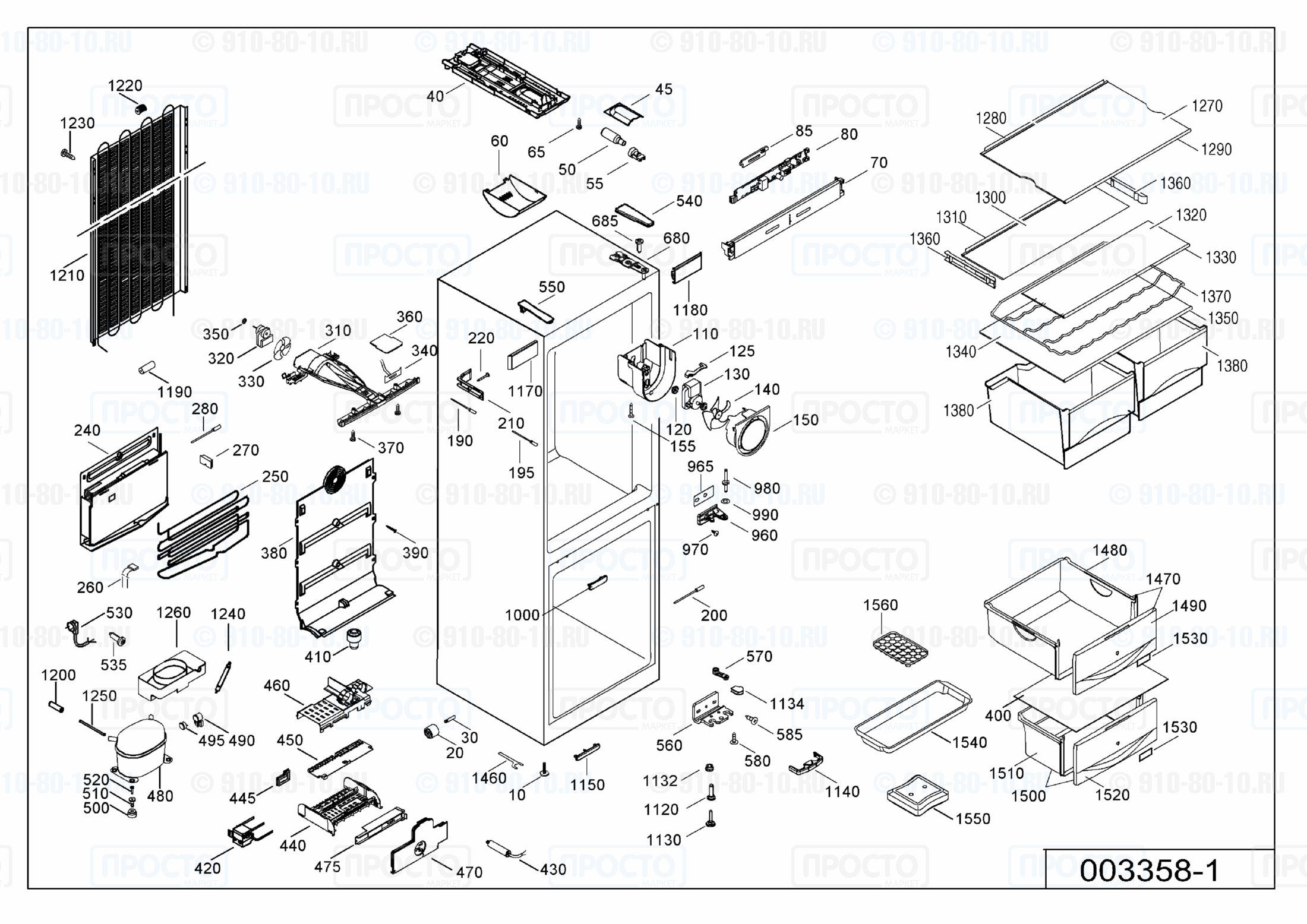 Взрыв-схема запчастей холодильника Liebherr CN 3513-20A
