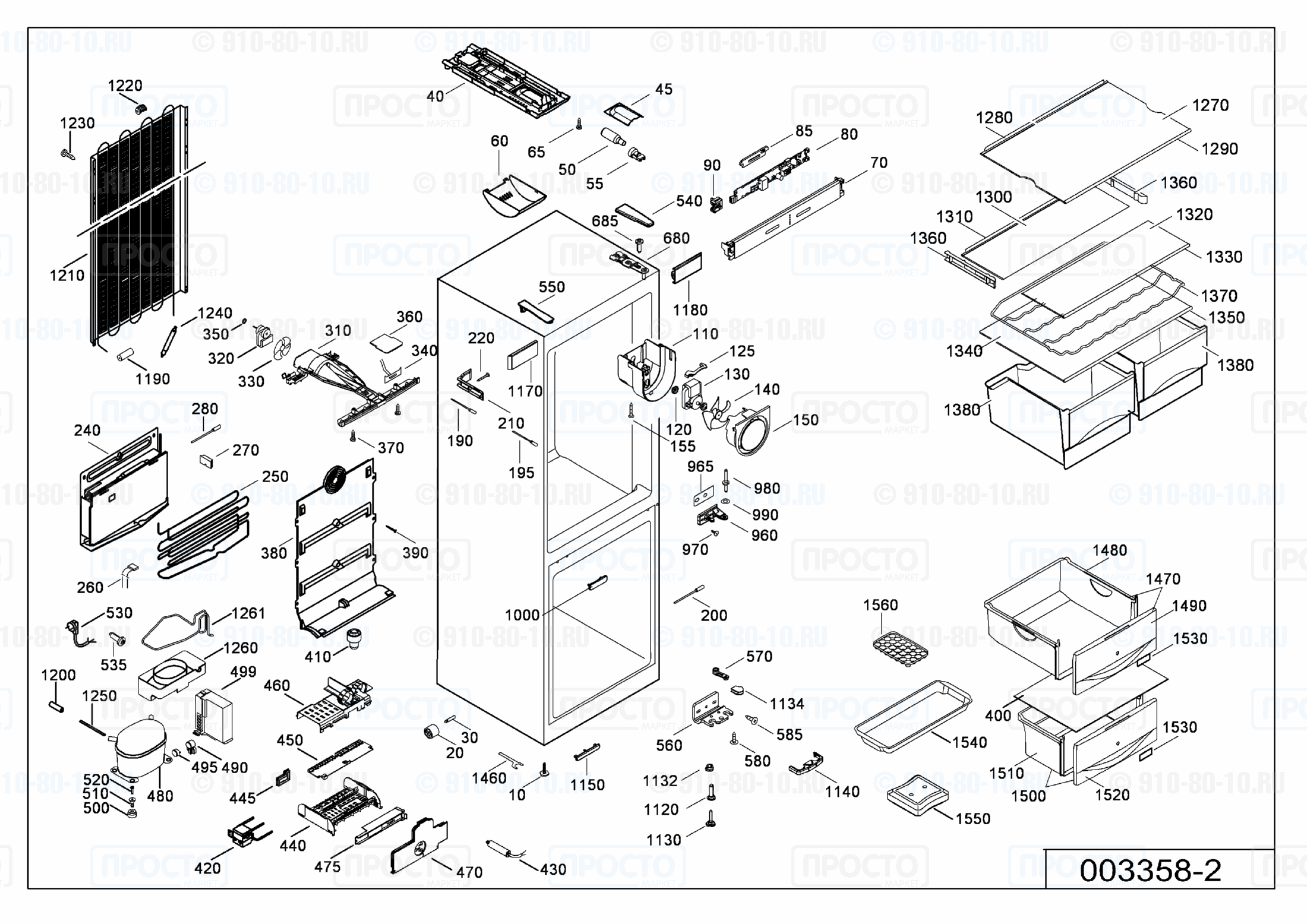Взрыв-схема запчастей холодильника Liebherr CNesf 4013-20A