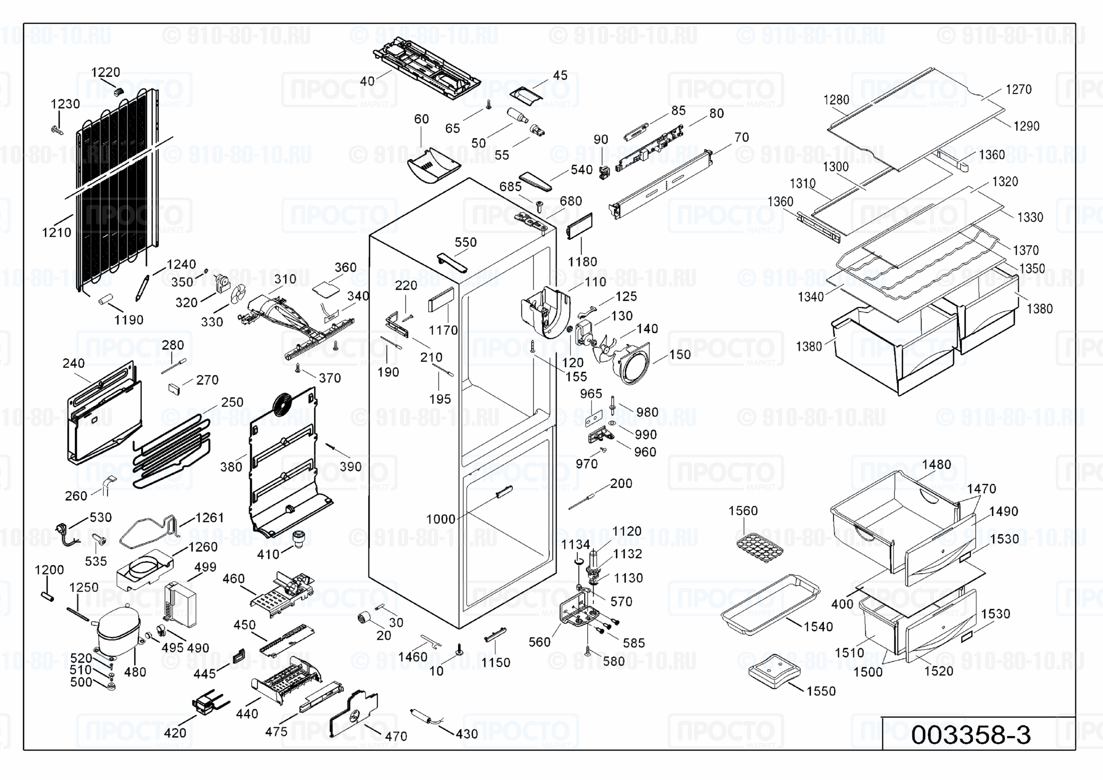 Взрыв-схема запчастей холодильника Liebherr CN 3533-20G