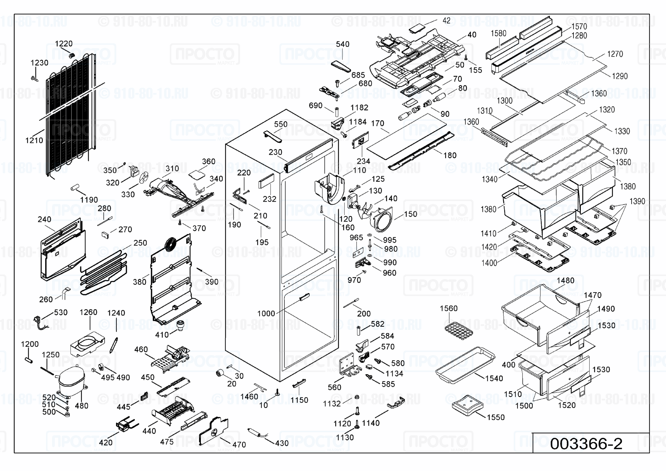 Взрыв-схема запчастей холодильника Liebherr CNes 4056-20F